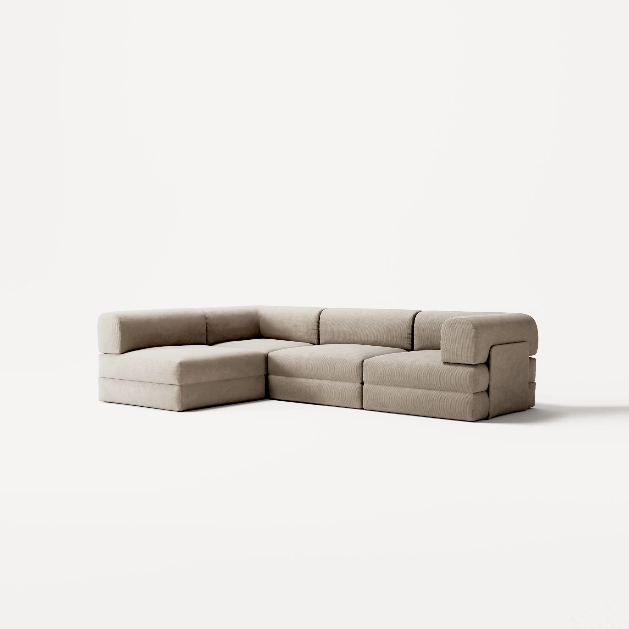 LUNA - 3 Seater Divan - Left - Corduroy Pale Beige - Image 2