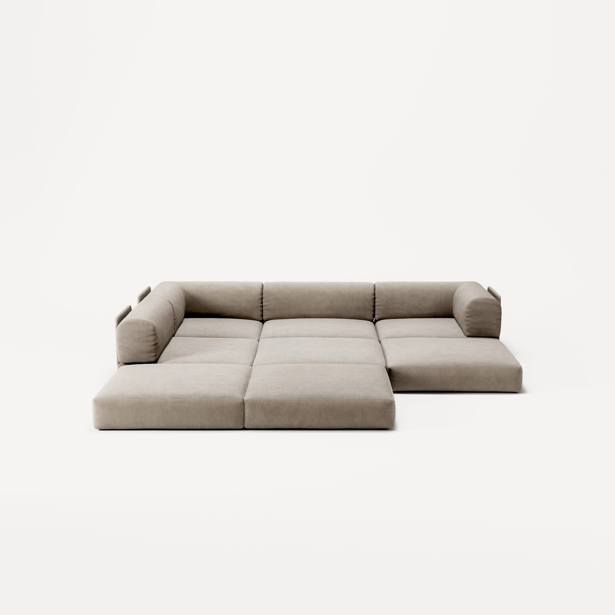 LUNA - 3 Seater Divan - Left - Corduroy Pale Beige - Image 4