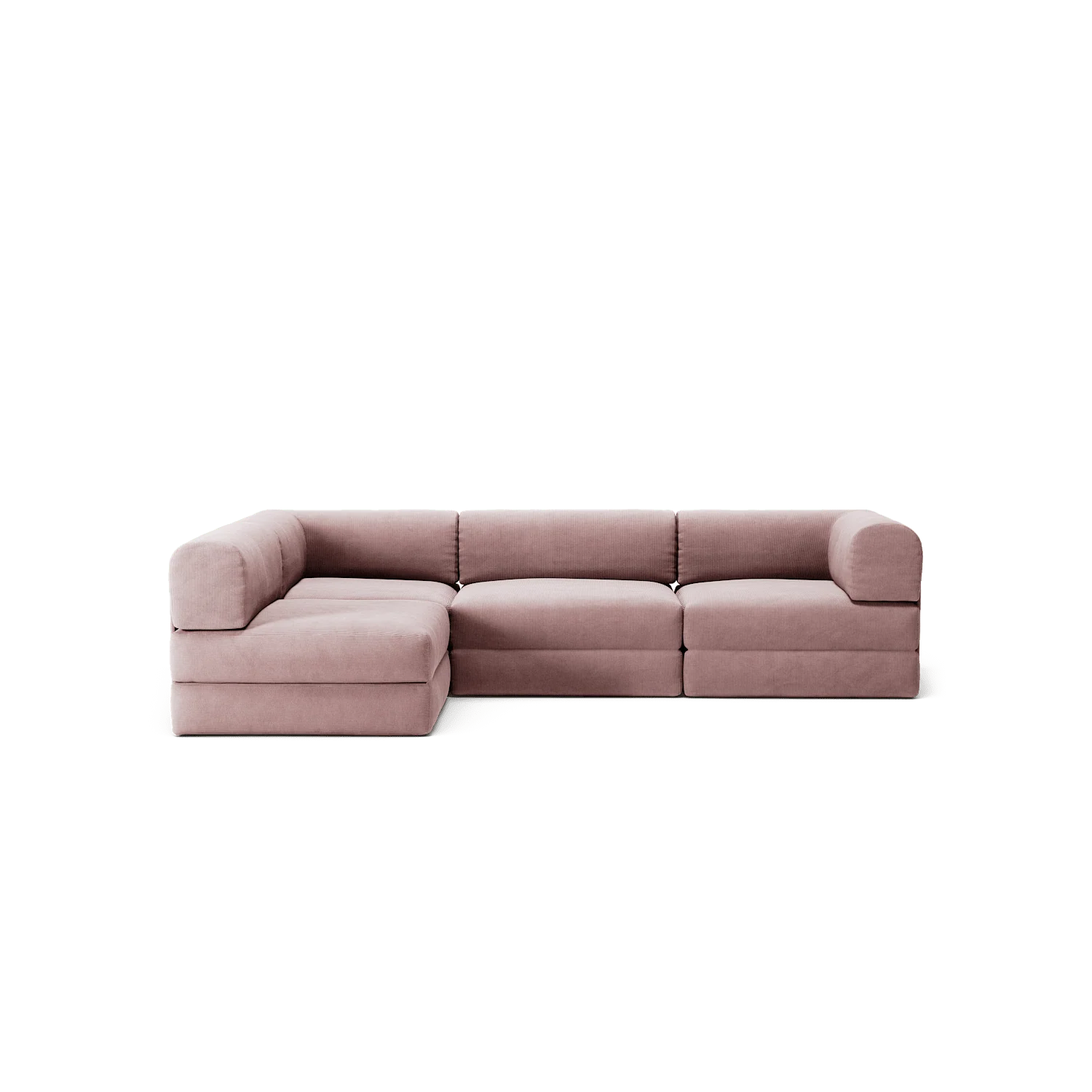 LUNA - 3 Seater Divan - Left - Corduroy Soft Pink