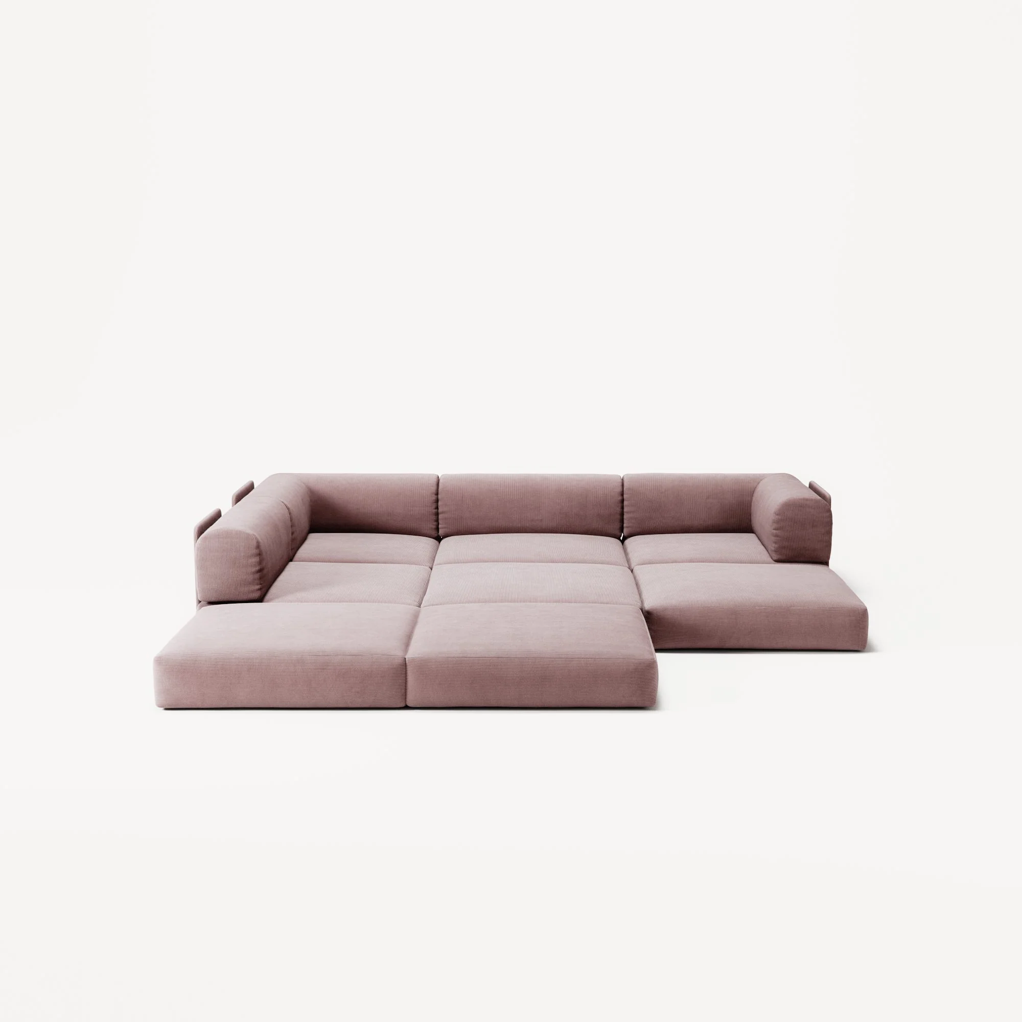 LUNA - 3 Seater Divan - Left - Corduroy Soft Pink - Image 4