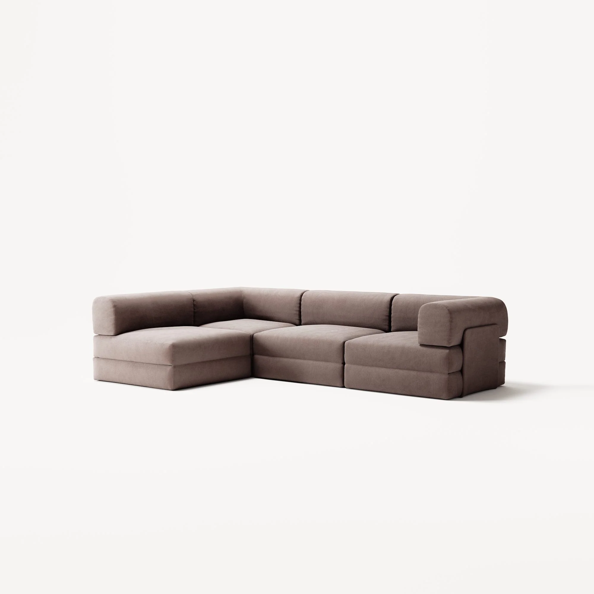 LUNA - 3 Seater Divan - Left - Corduroy Warm Brown - Image 2