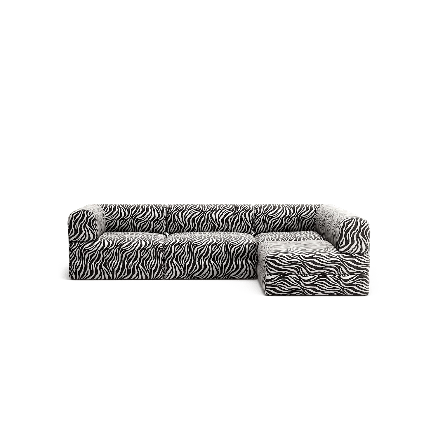 LUNA - 3 Seater Divan - Right - Chenille Jacquard Zebra Black White