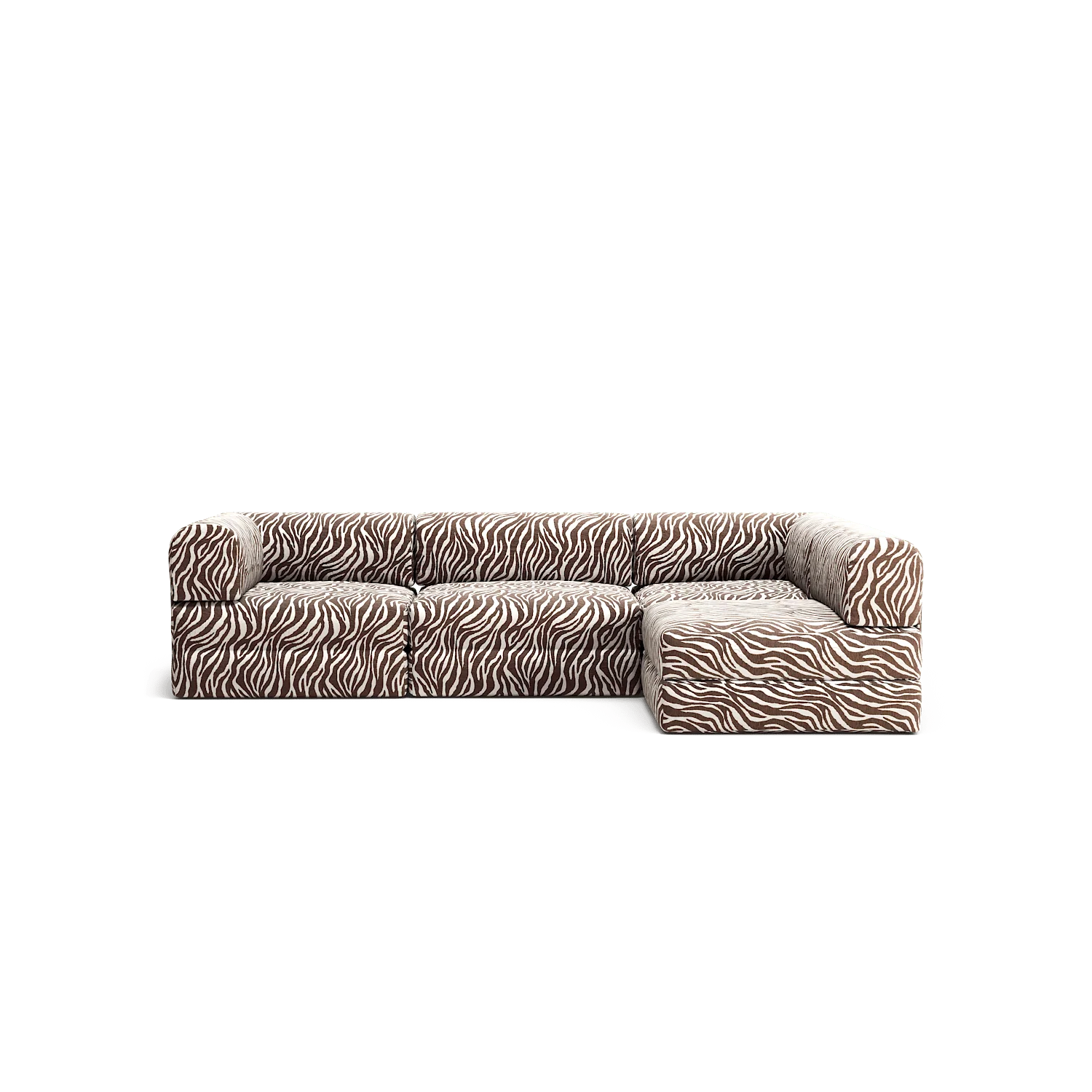 LUNA - 3 Seater Divan - Right - Chenille Jacquard Zebra Brown White