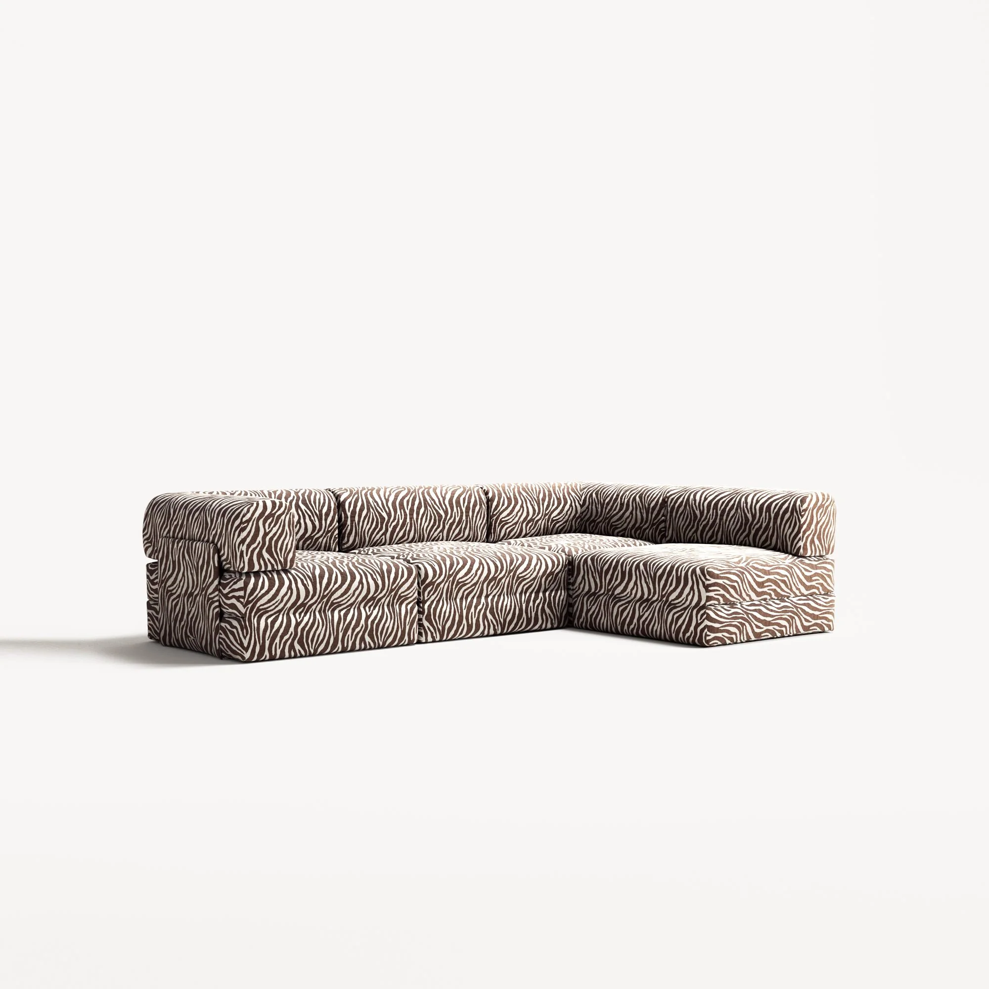 LUNA - 3 Seater Divan - Right - Chenille Jacquard Zebra Brown White - Image 2