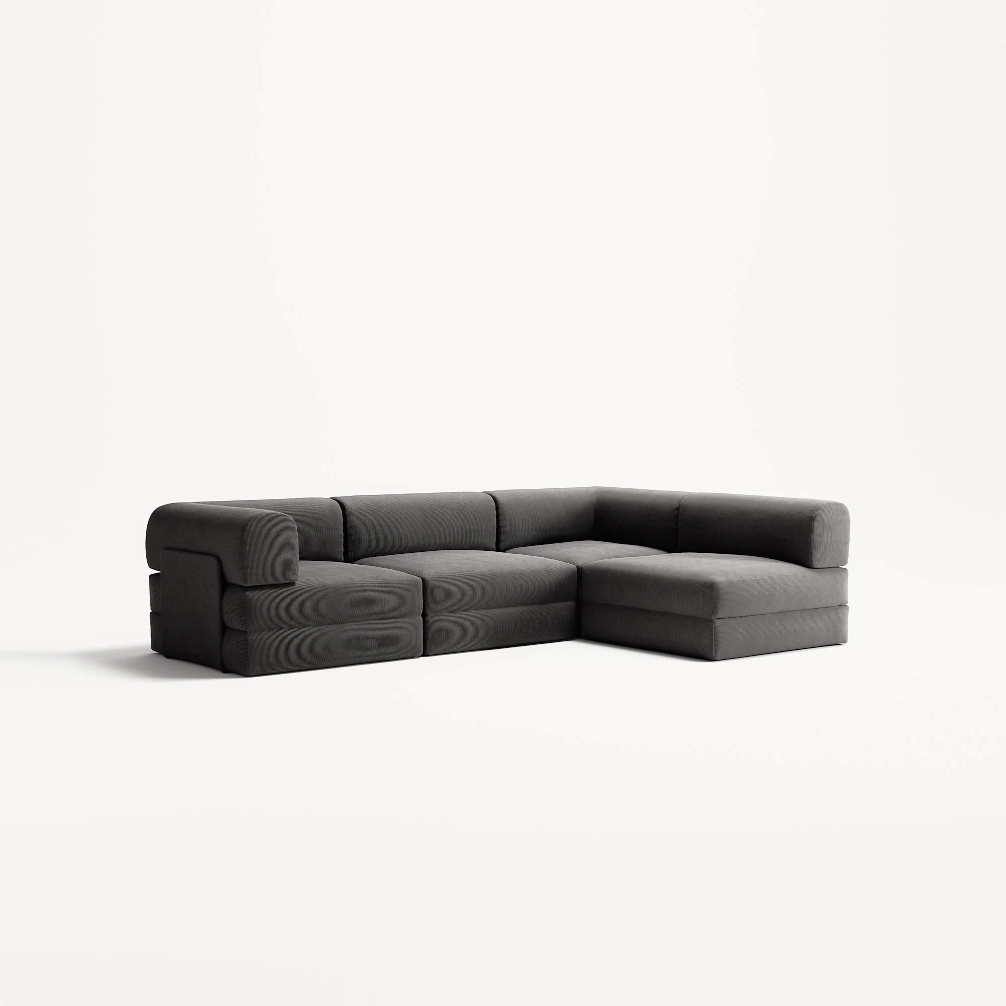 LUNA - 3 Seater Divan - Right - Corduroy Charcoal - Image 2