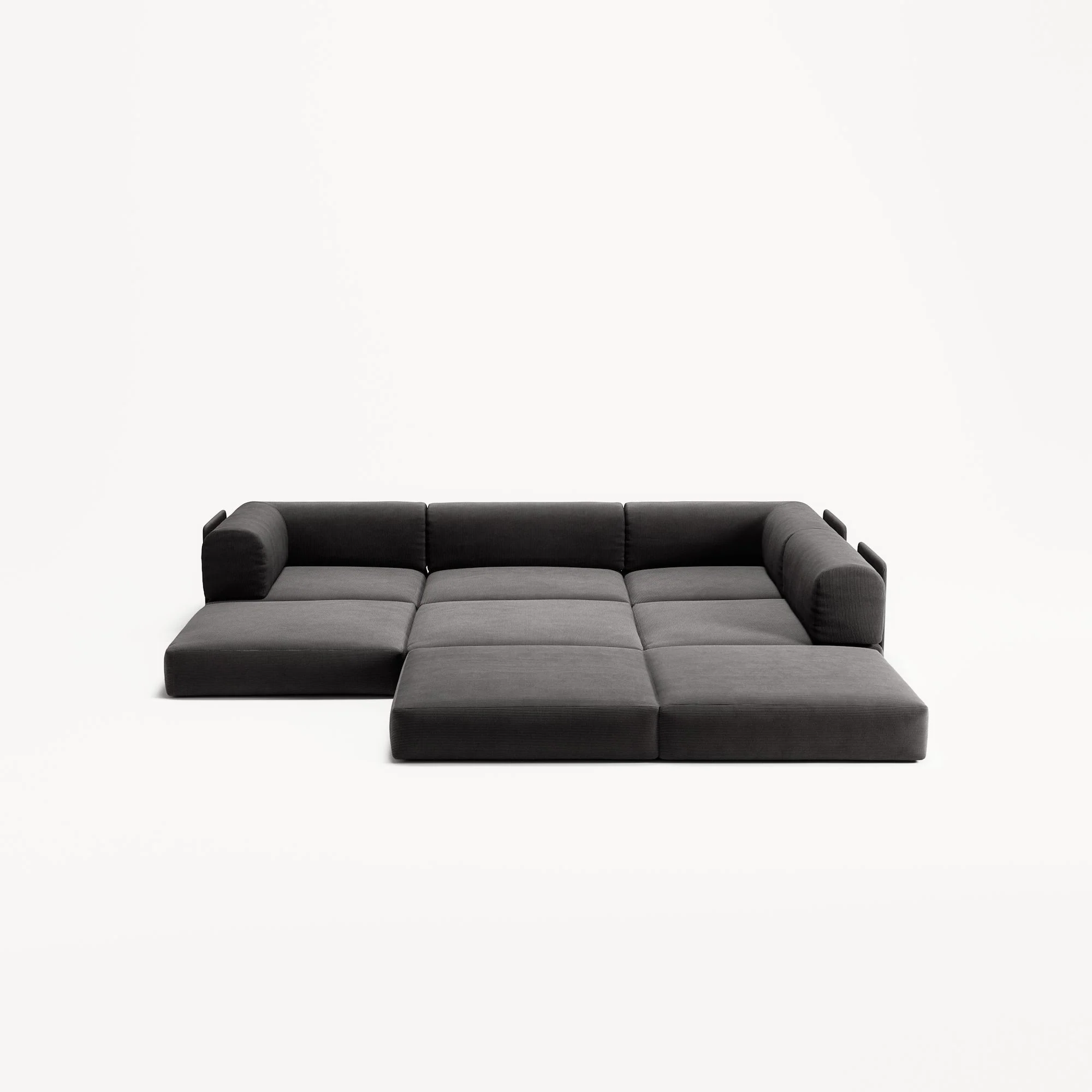 LUNA - 3 Seater Divan - Right - Corduroy Charcoal - Image 4