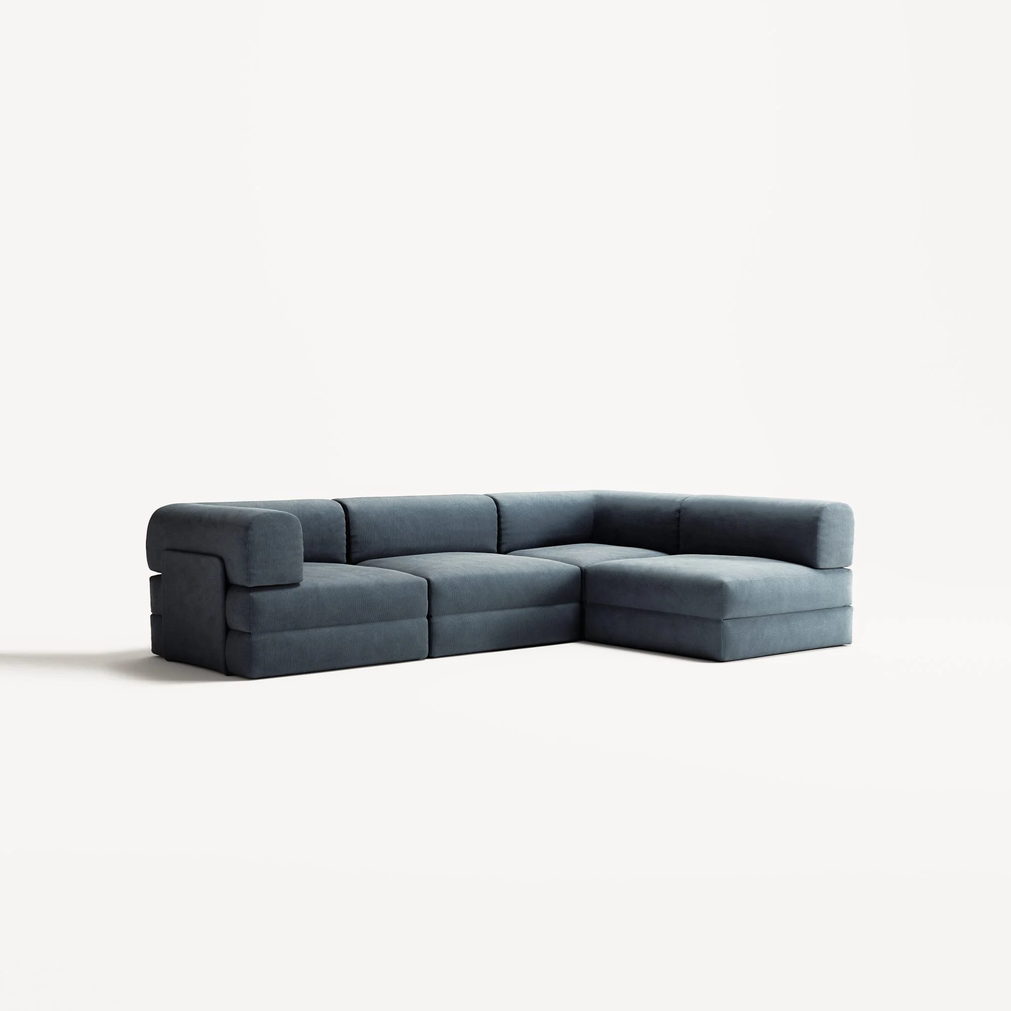 LUNA - 3 Seater Divan - Right - Corduroy Dark Blue - Image 2