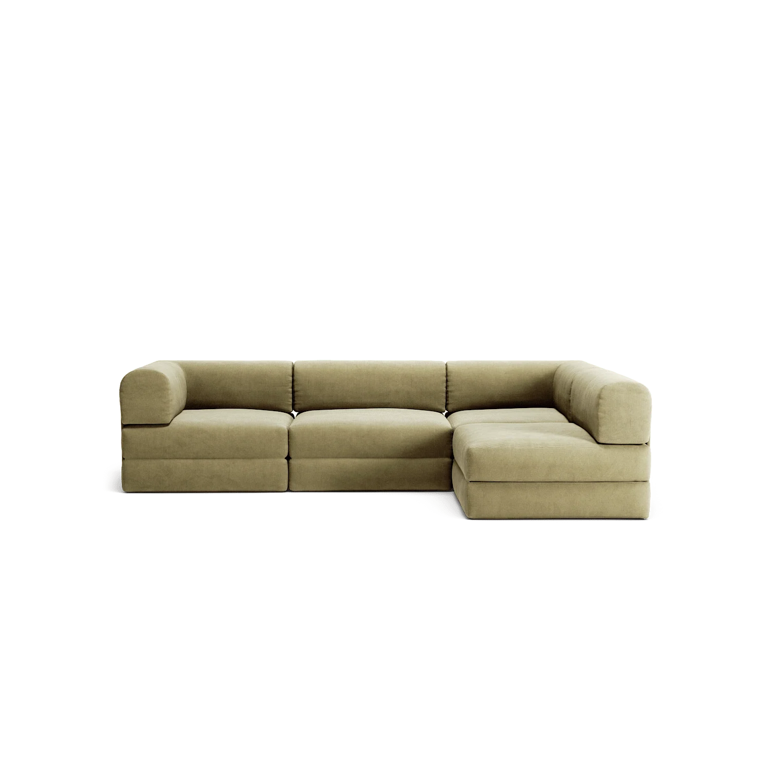 LUNA - 3 Seater Divan - Right - Corduroy Lime