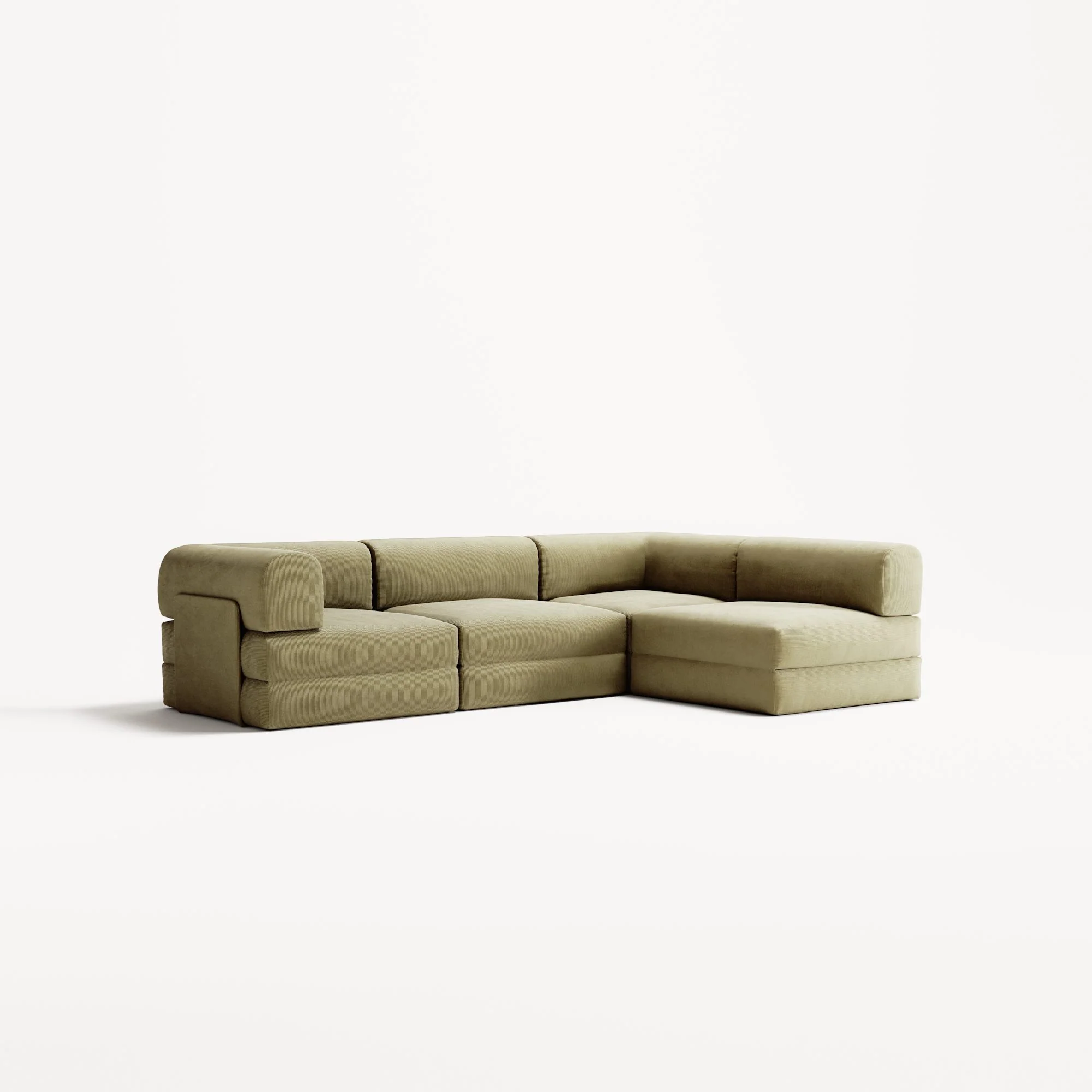 LUNA - 3 Seater Divan - Right - Corduroy Lime - Image 2