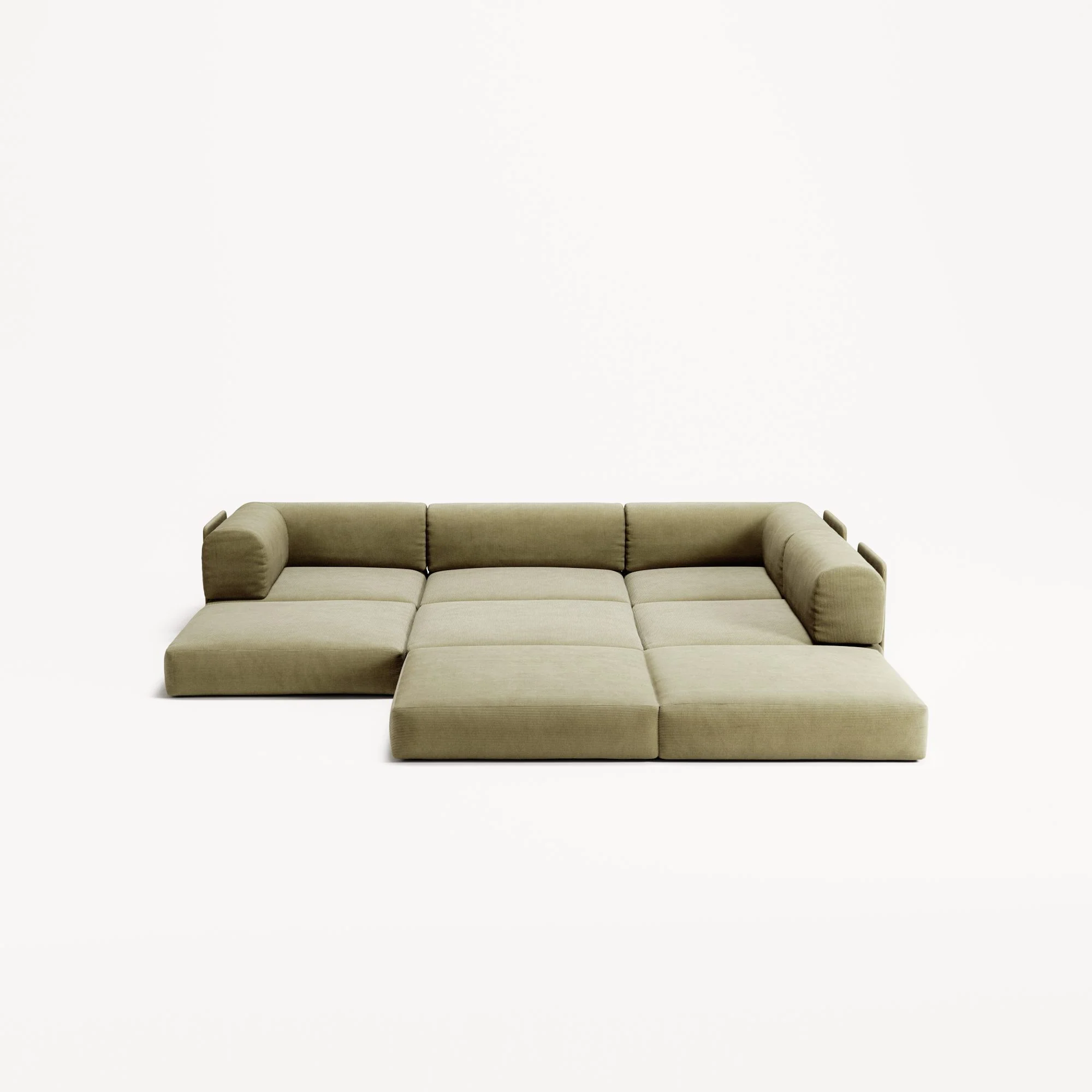LUNA - 3 Seater Divan - Right - Corduroy Lime - Image 4