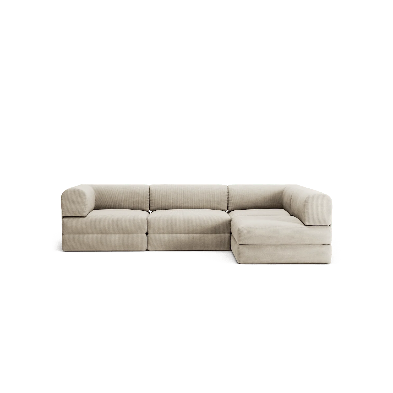 LUNA - 3 Seater Divan - Right - Corduroy Off-White