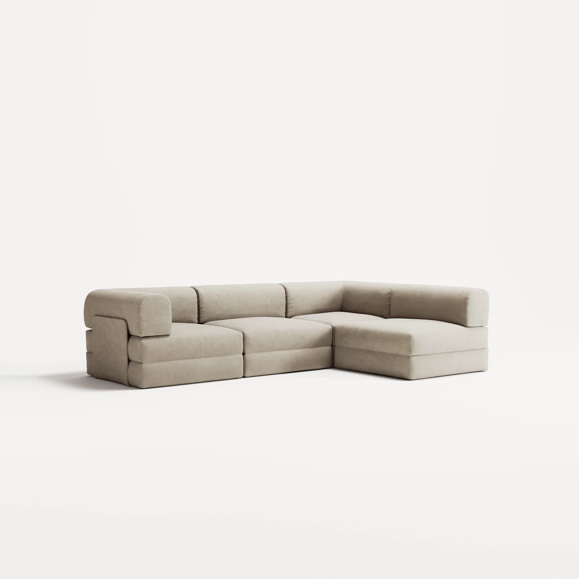 LUNA - 3 Seater Divan - Right - Corduroy Off-White - Image 2