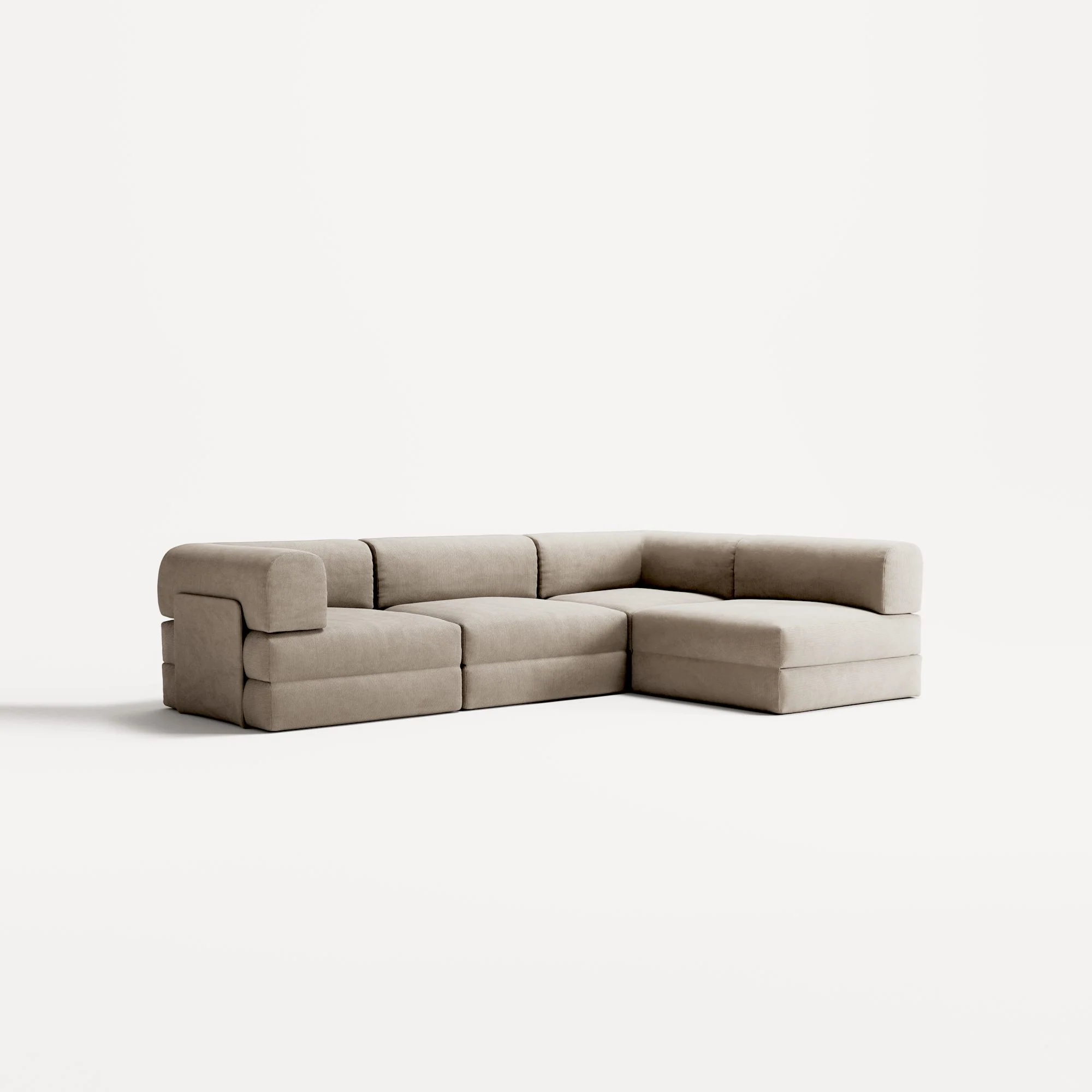 LUNA - 3 Seater Divan - Right - Corduroy Pale Beige - Image 2