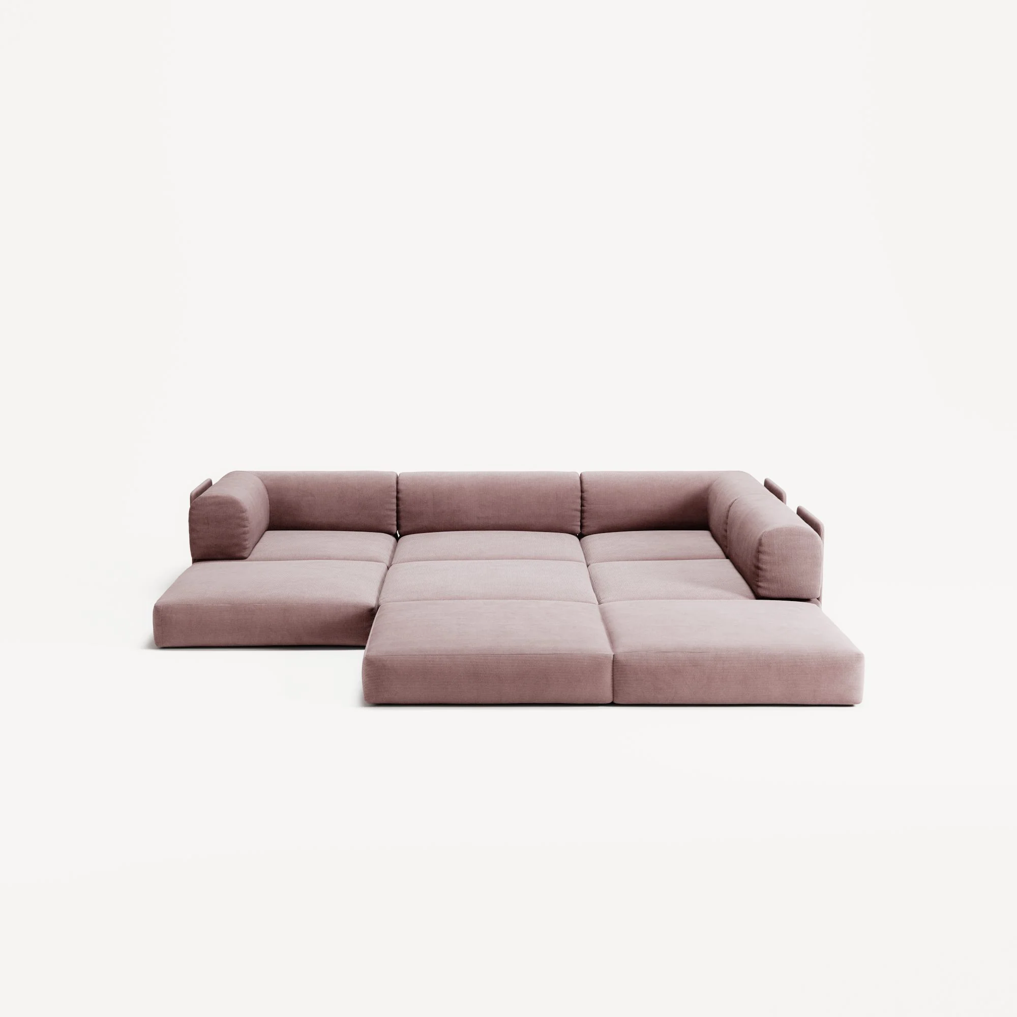LUNA - 3 Seater Divan - Right - Corduroy Soft Pink - Image 4