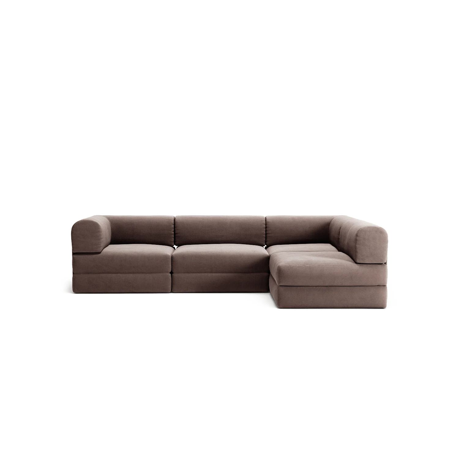 LUNA - 3 Seater Divan - Right - Corduroy Warm Brown