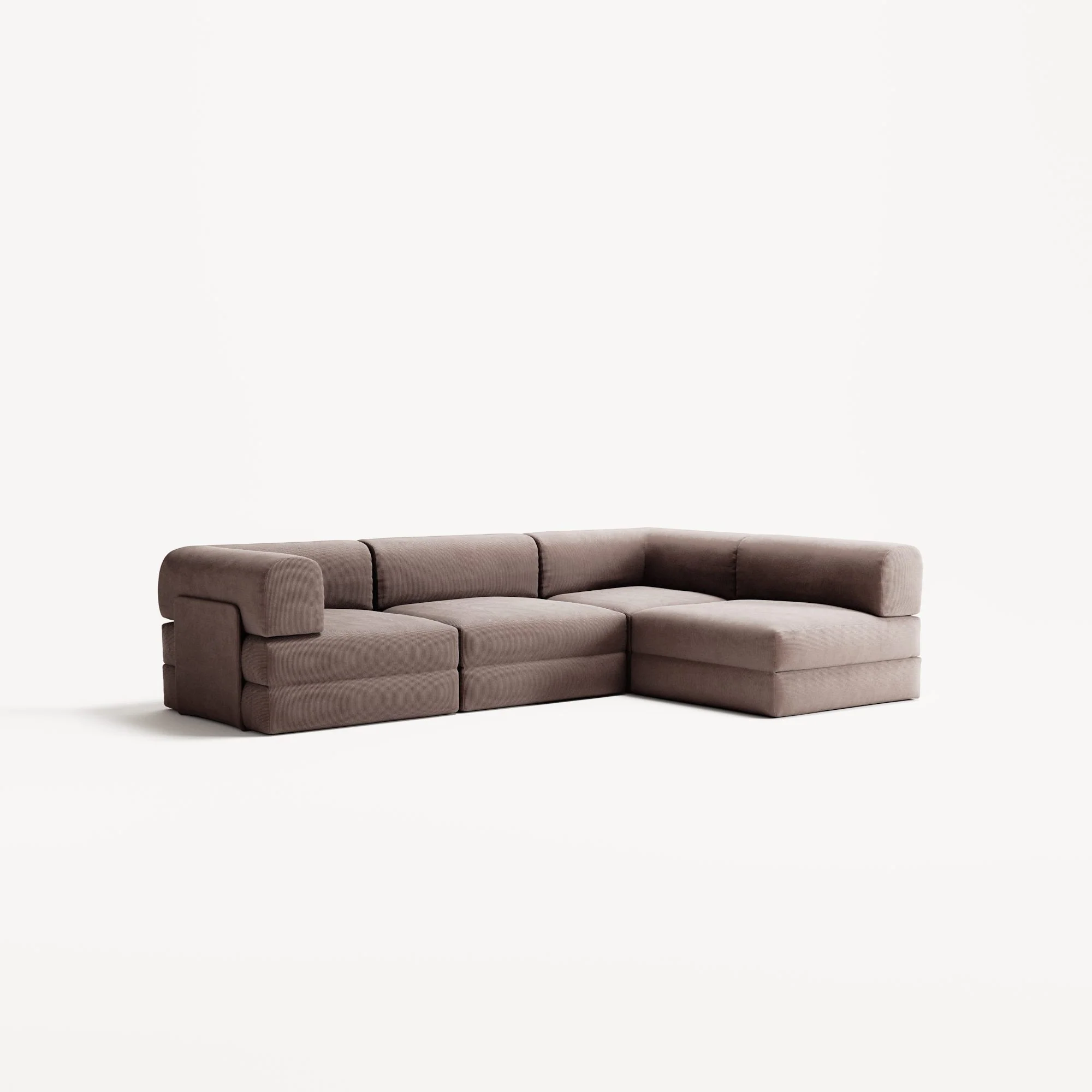 LUNA - 3 Seater Divan - Right - Corduroy Warm Brown - Image 2