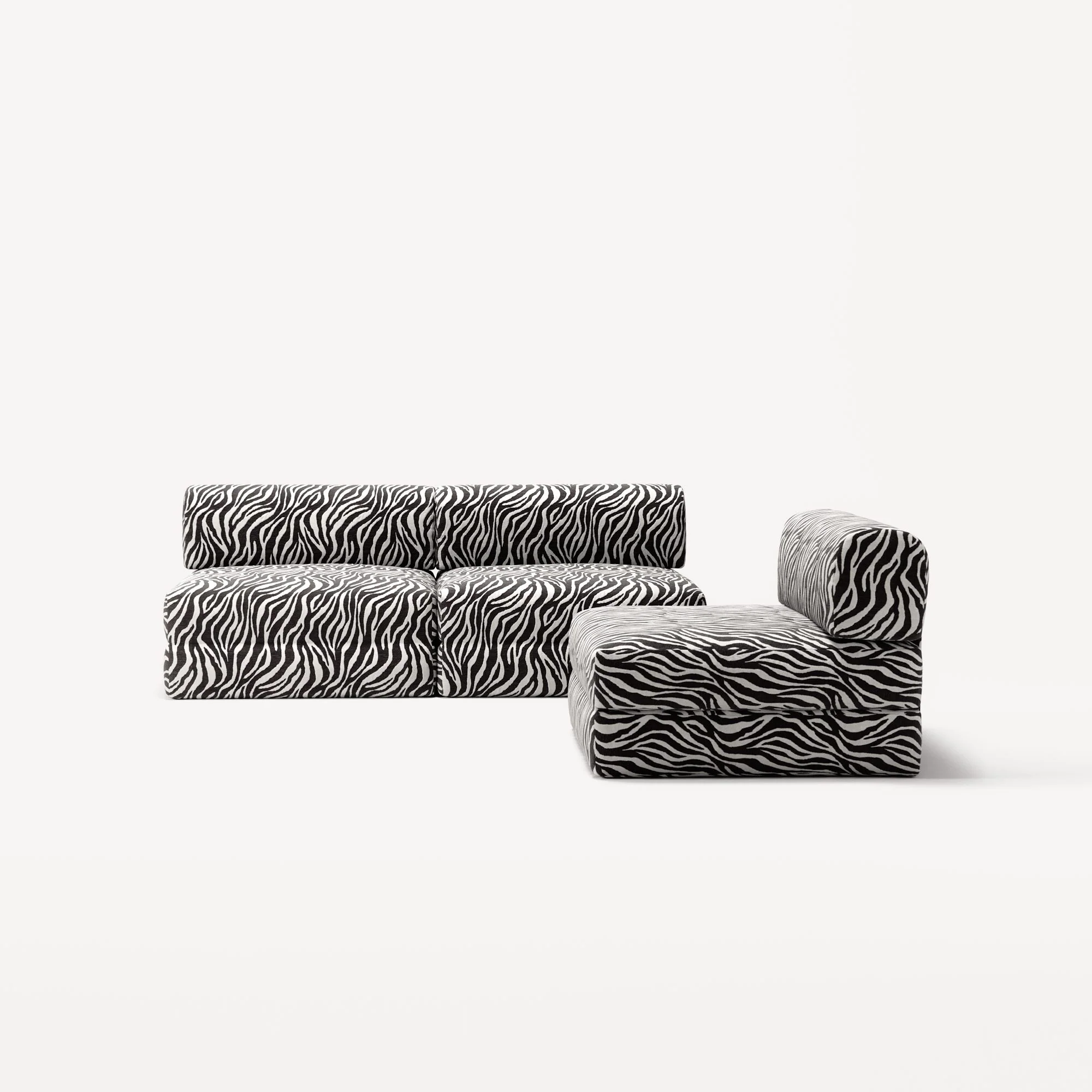 LUNA - 3 Seater Lounge - Chenille Jacquard Zebra Black White - Image 5