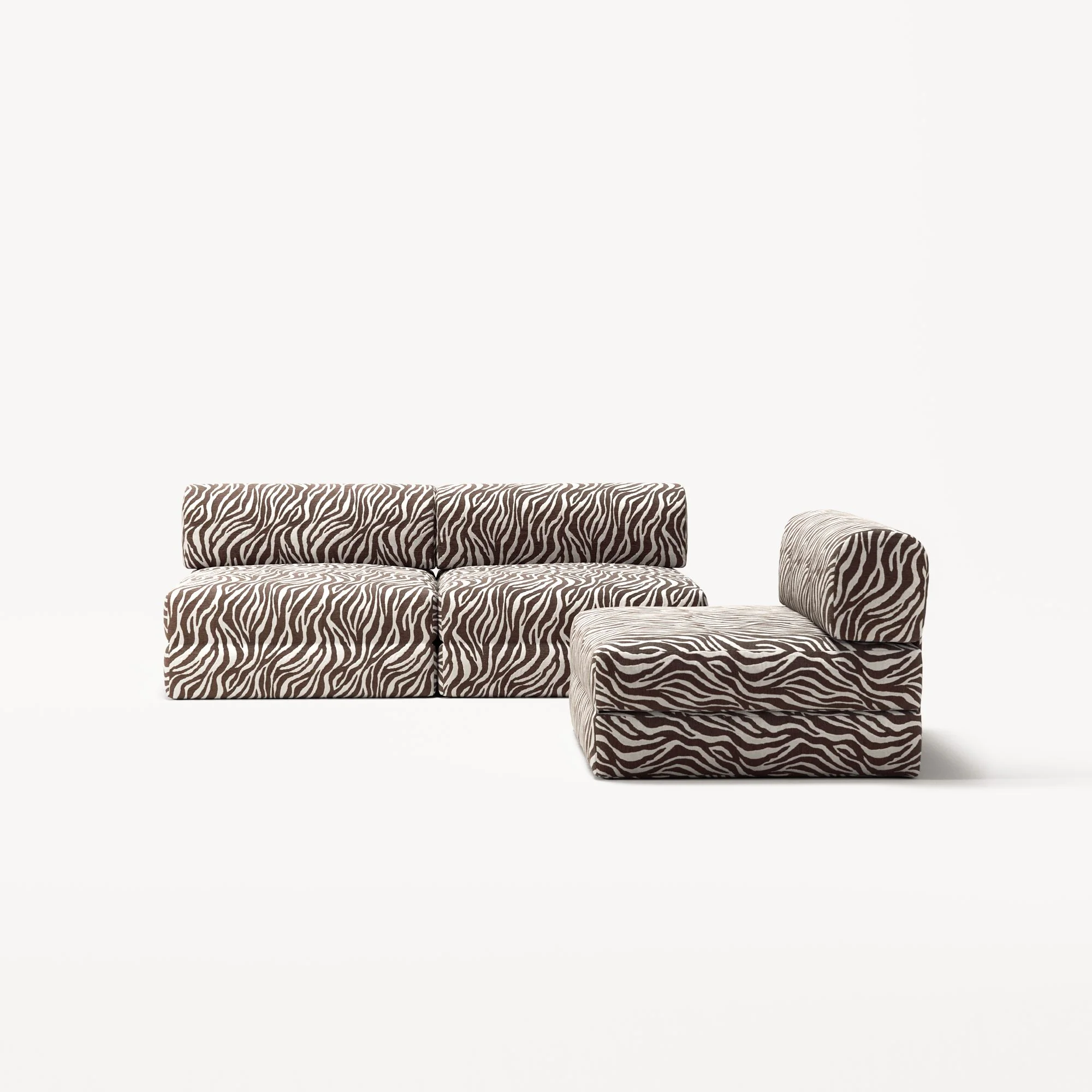 LUNA - 3 Seater Lounge - Chenille Jacquard Zebra Brown White - Image 5