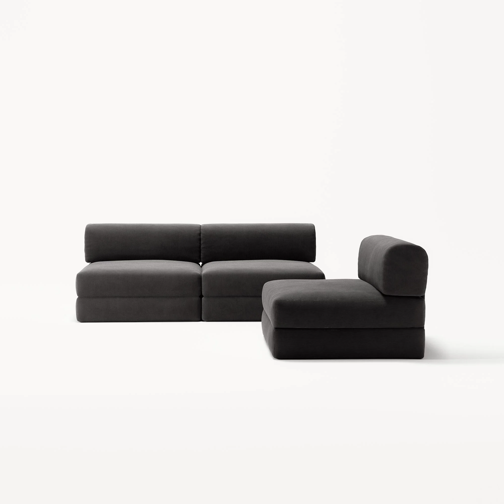 LUNA - 3 Seater Lounge - Corduroy Charcoal - Image 5