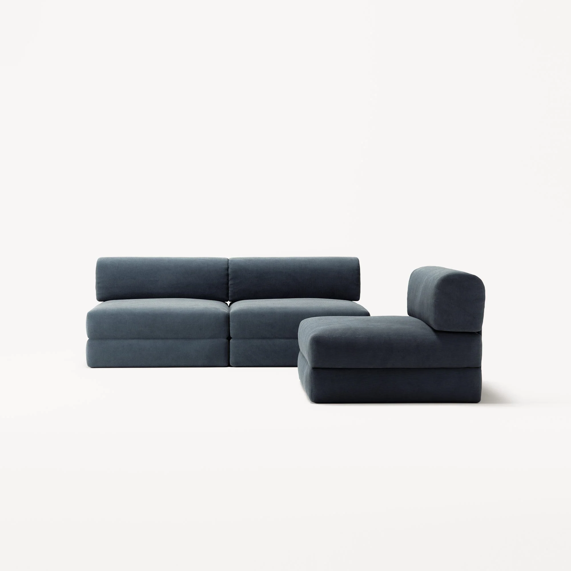LUNA - 3 Seater Lounge - Corduroy Dark Blue - Image 5