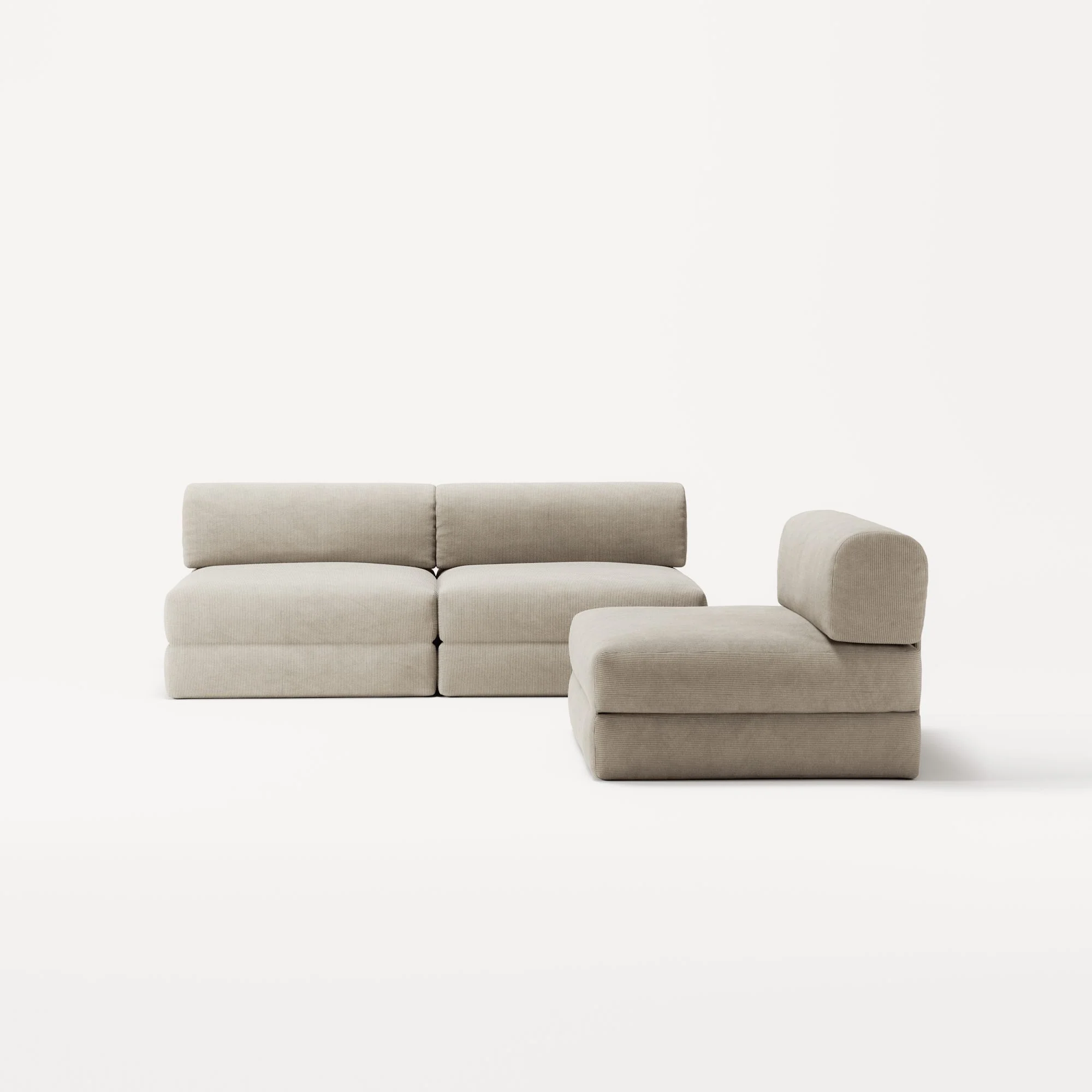 LUNA - 3 Seater Lounge - Corduroy Off-White - Image 5