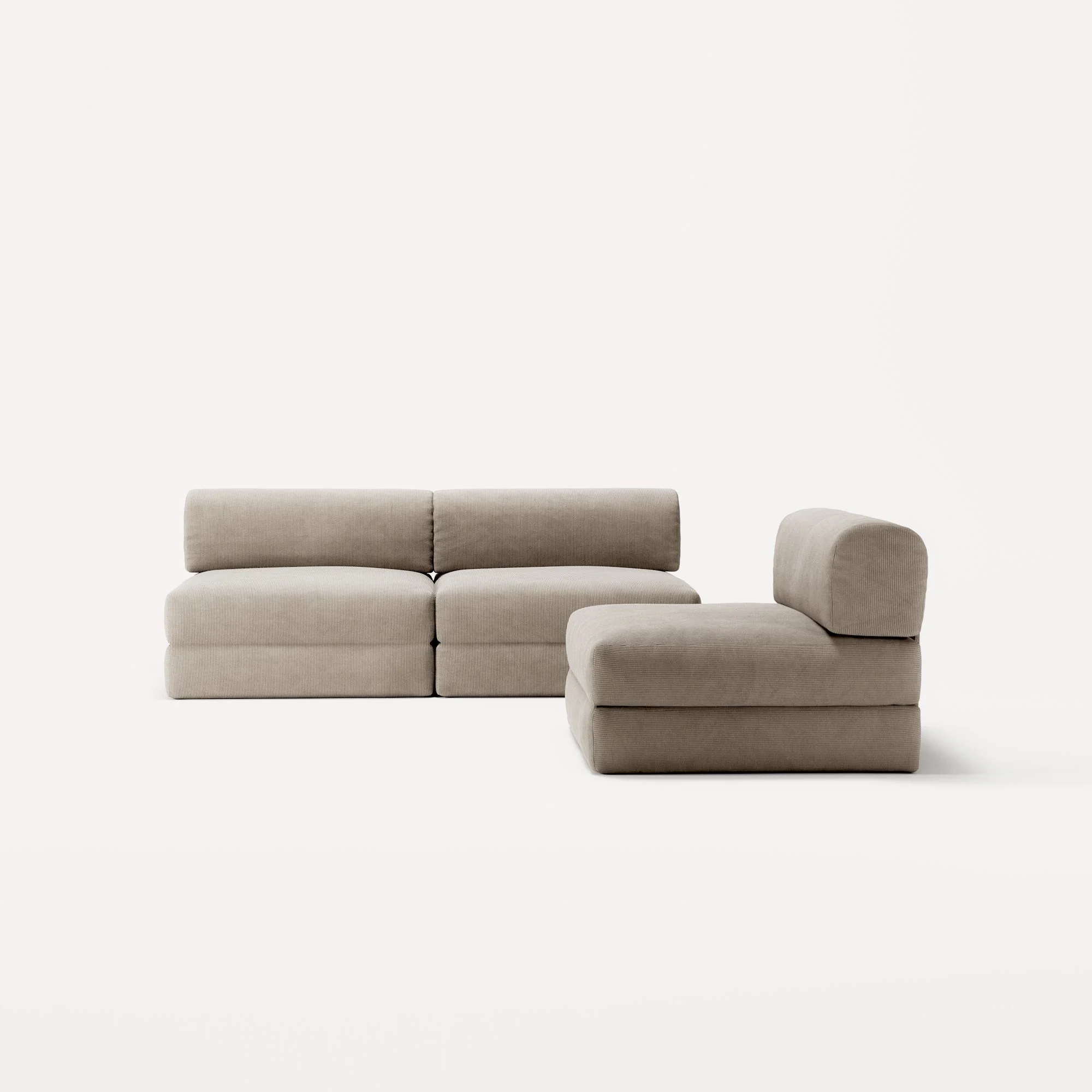 LUNA - 3 Seater Lounge - Corduroy Pale Beige - Image 5