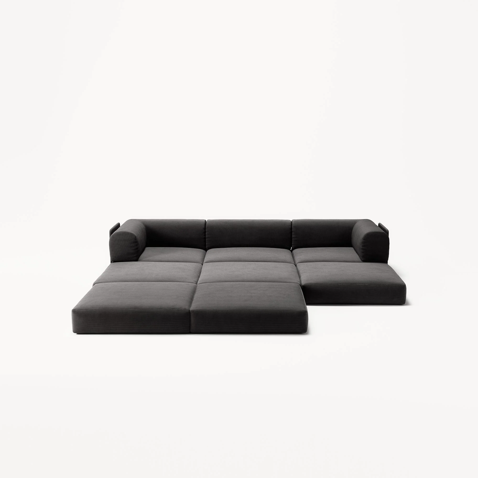 LUNA - 3 Seater with chaise lounge - Left - Corduroy Charcoal - Image 4