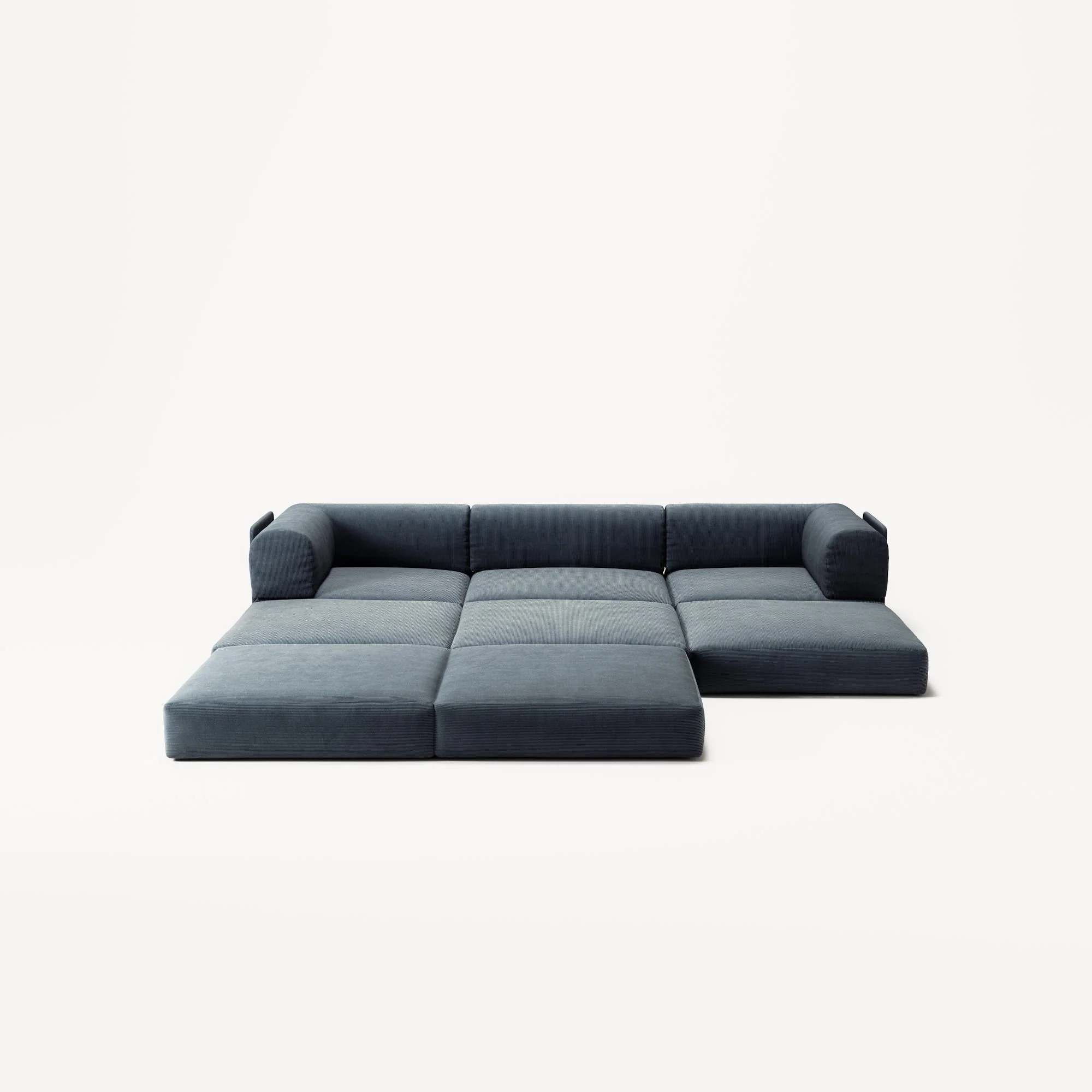 LUNA - 3 Seater with chaise lounge - Left - Corduroy Dark Blue - Image 4