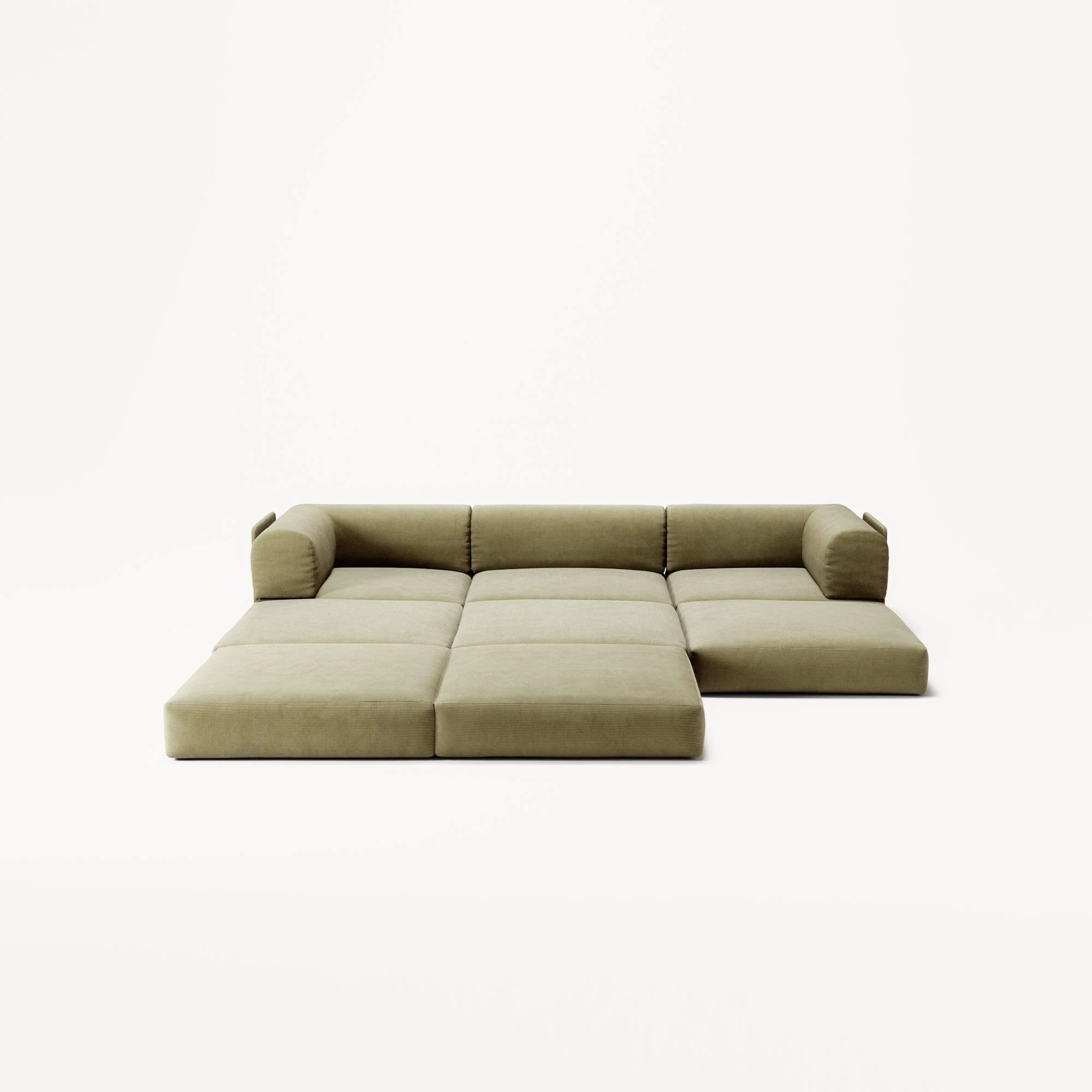 LUNA - 3 Seater with chaise lounge - Left - Corduroy Lime - Image 4