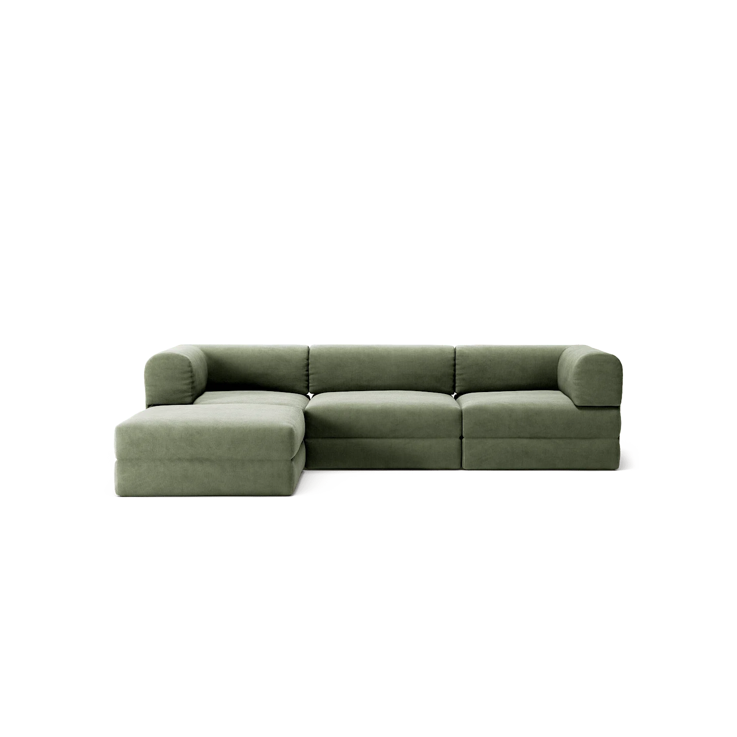 LUNA - 3 Seater with chaise lounge - Left - Corduroy Moss Green