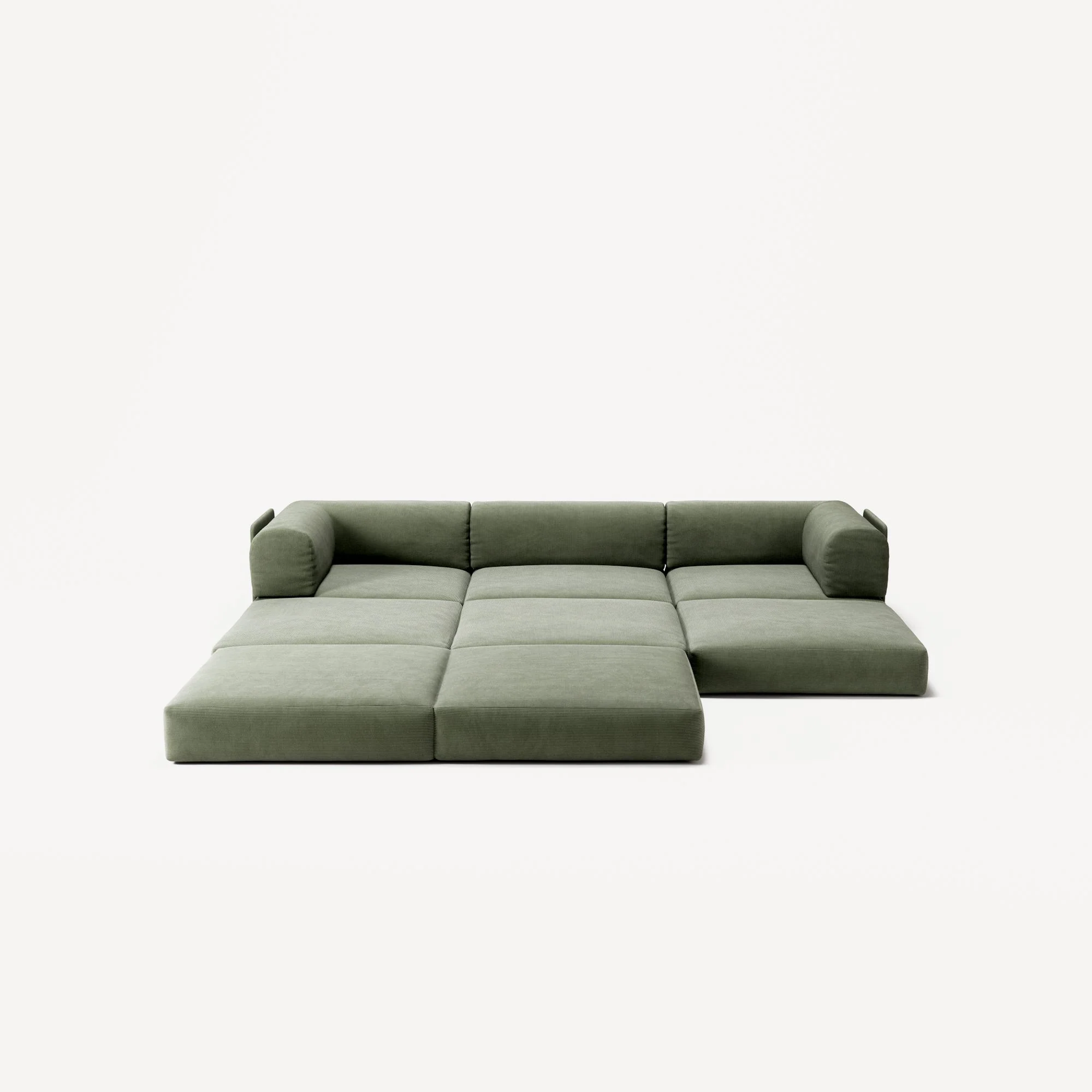 LUNA - 3 Seater with chaise lounge - Left - Corduroy Moss Green - Image 4