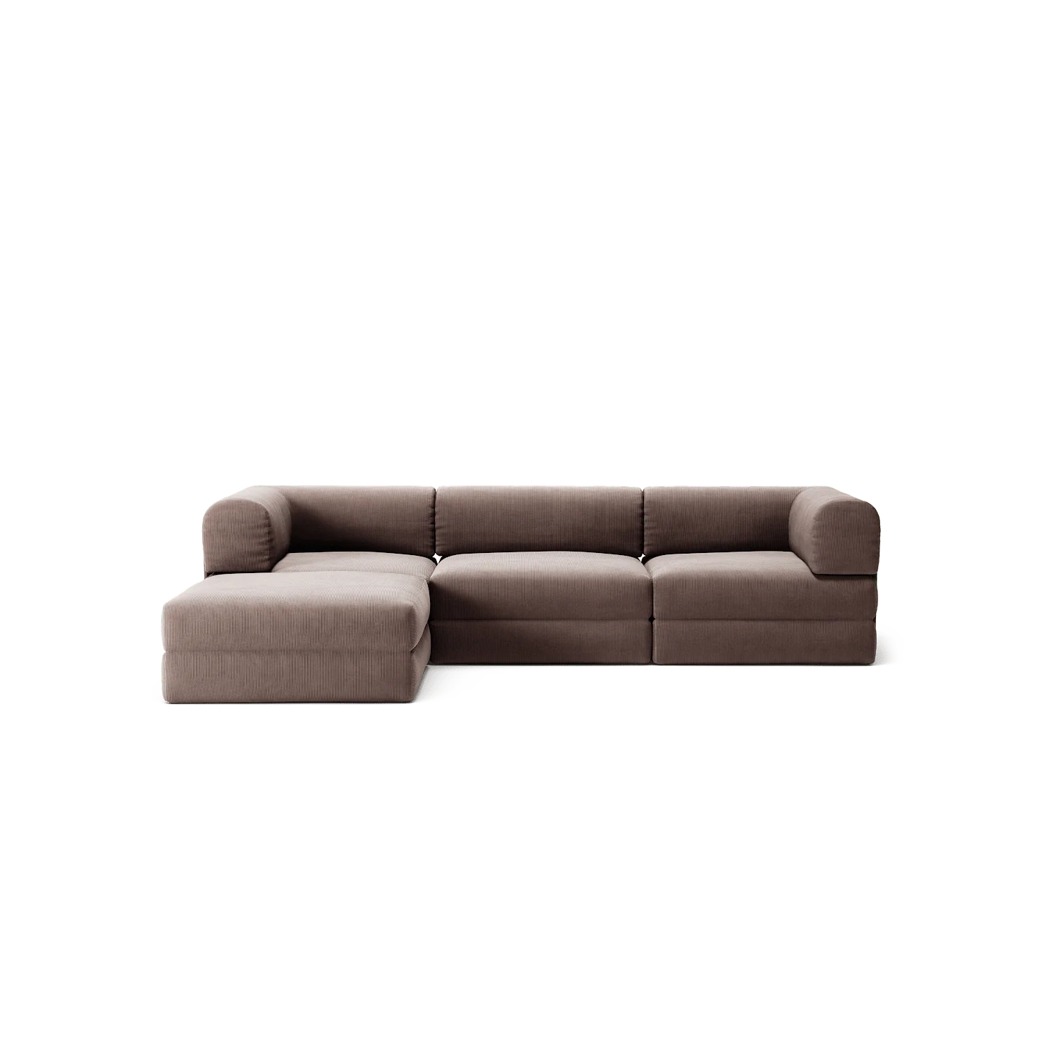 LUNA - 3 Seater with chaise lounge - Left - Corduroy Warm Brown