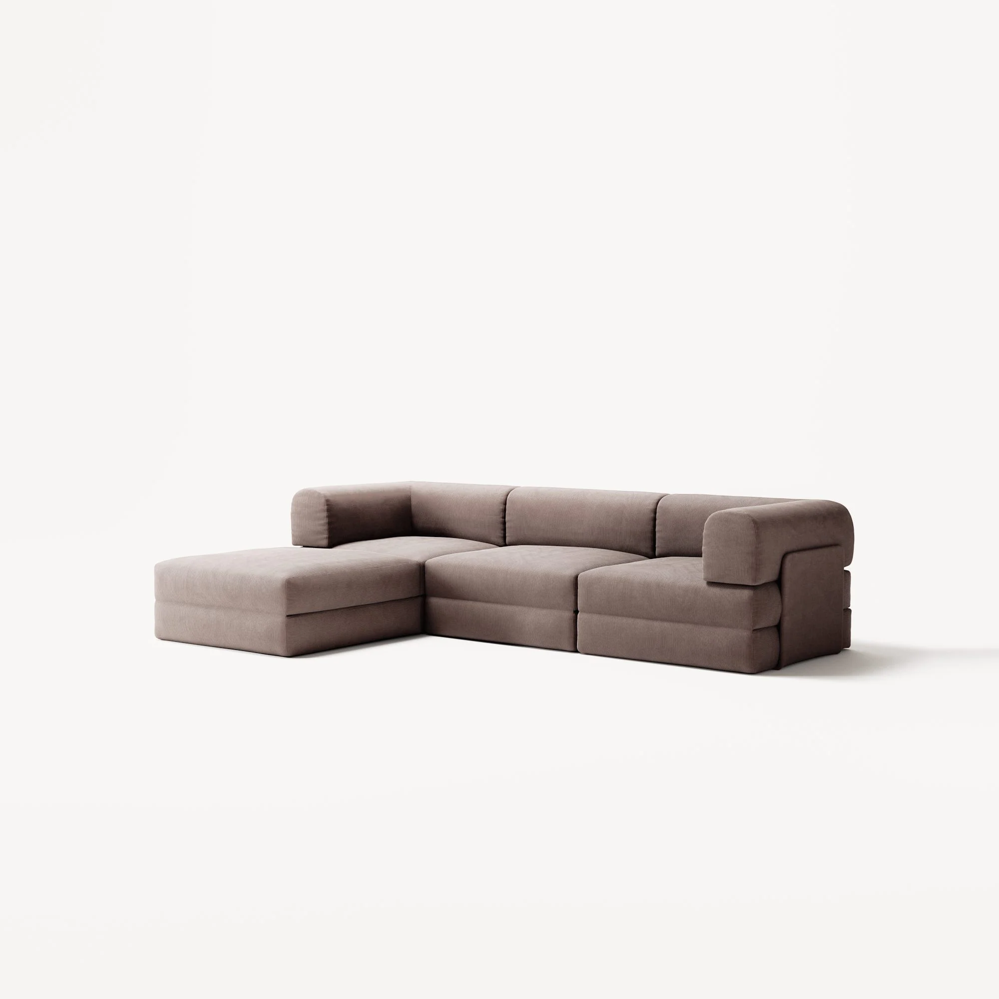 LUNA - 3 Seater with chaise lounge - Left - Corduroy Warm Brown - Image 2