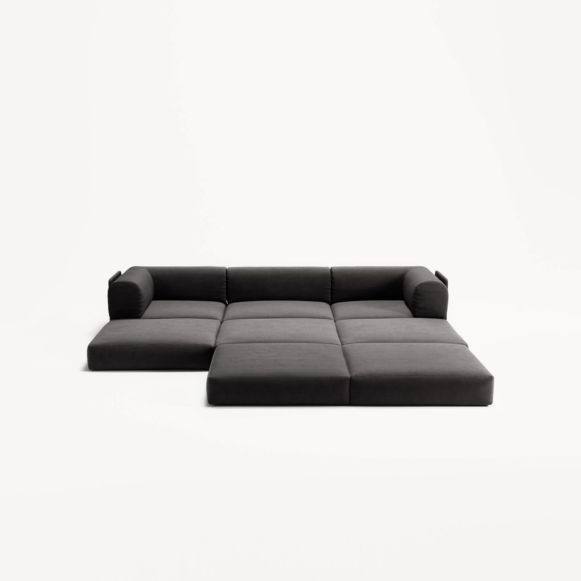 LUNA - 3 Seater with chaise lounge - Right - Corduroy Charcoal - Image 4