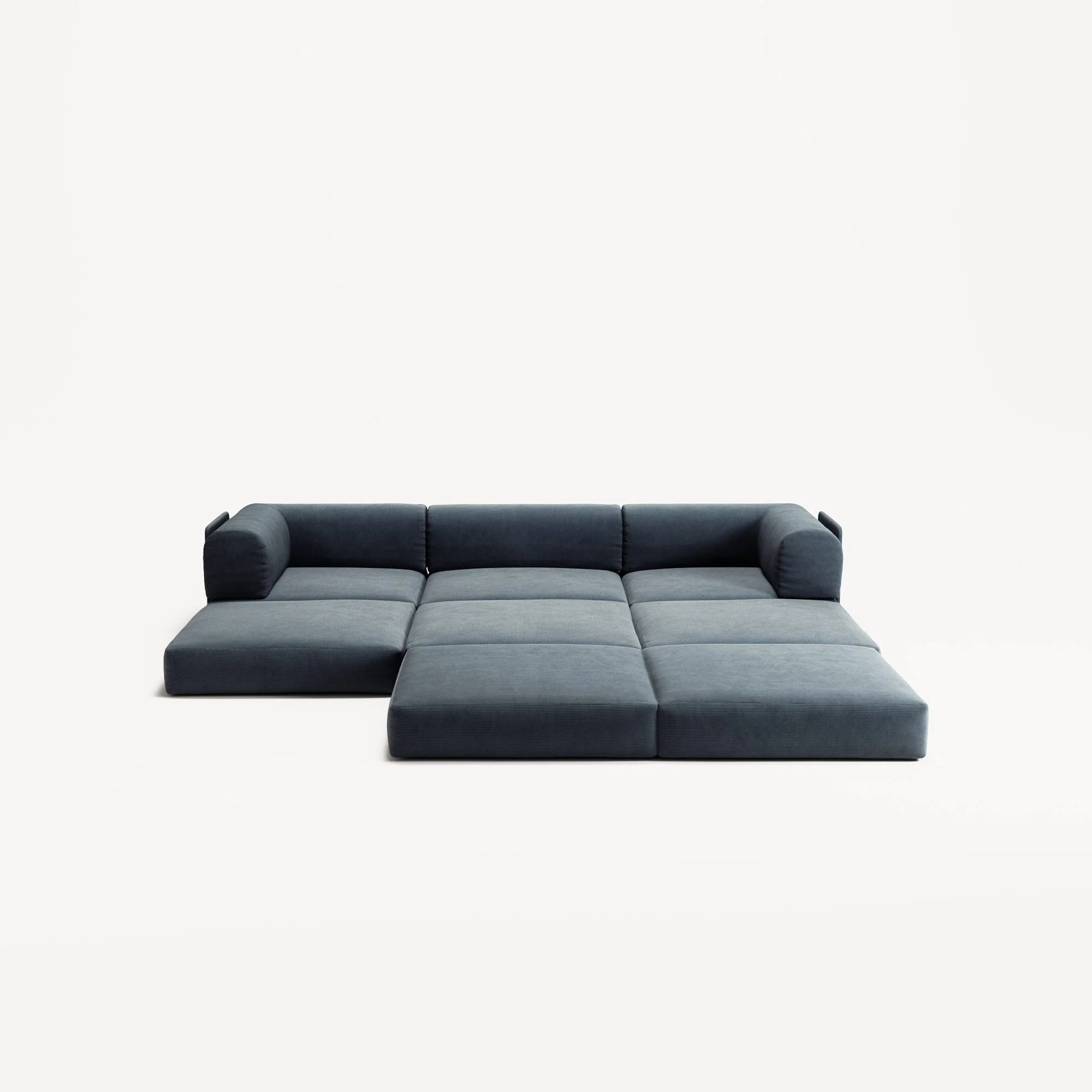 LUNA - 3 Seater with chaise lounge - Right - Corduroy Dark Blue - Image 4