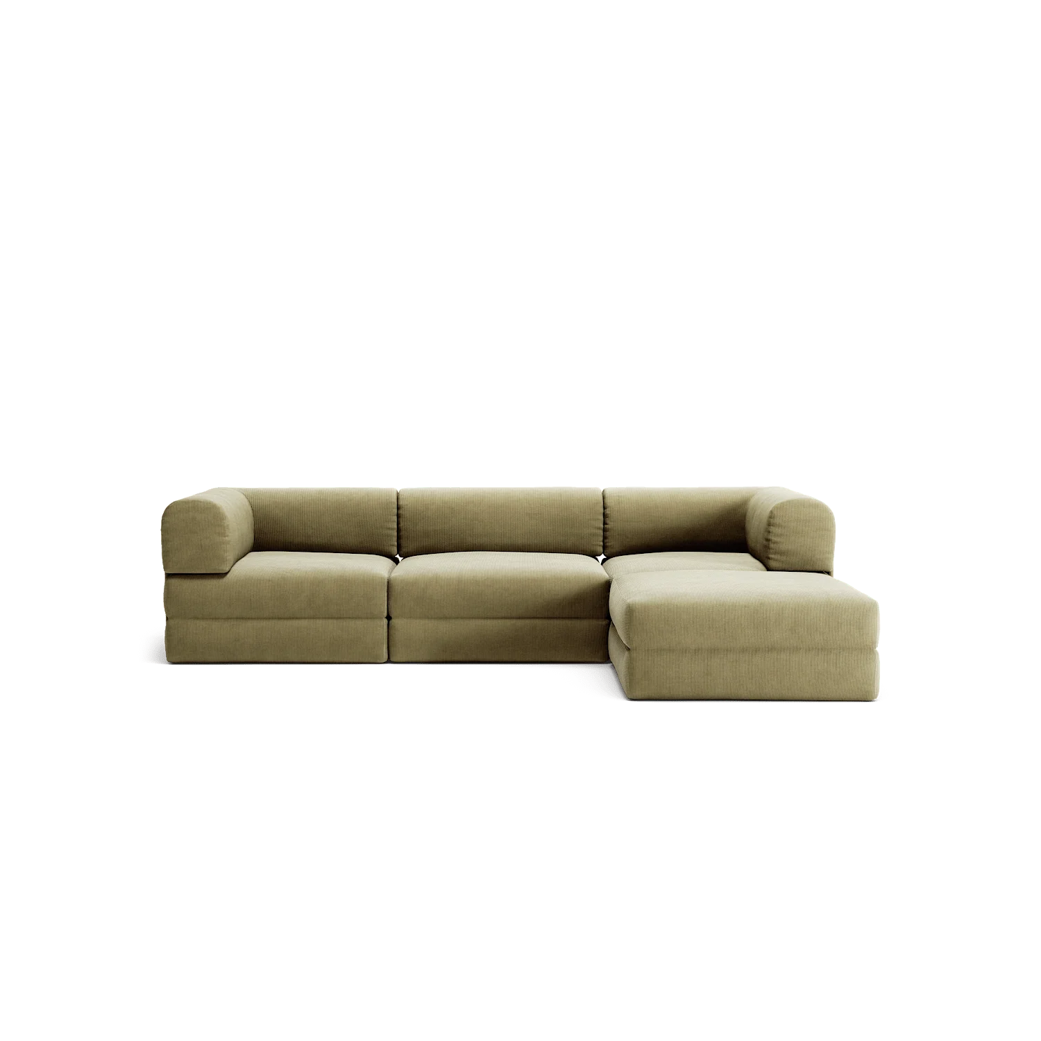 LUNA - 3 Seater with chaise lounge - Right - Corduroy Lime