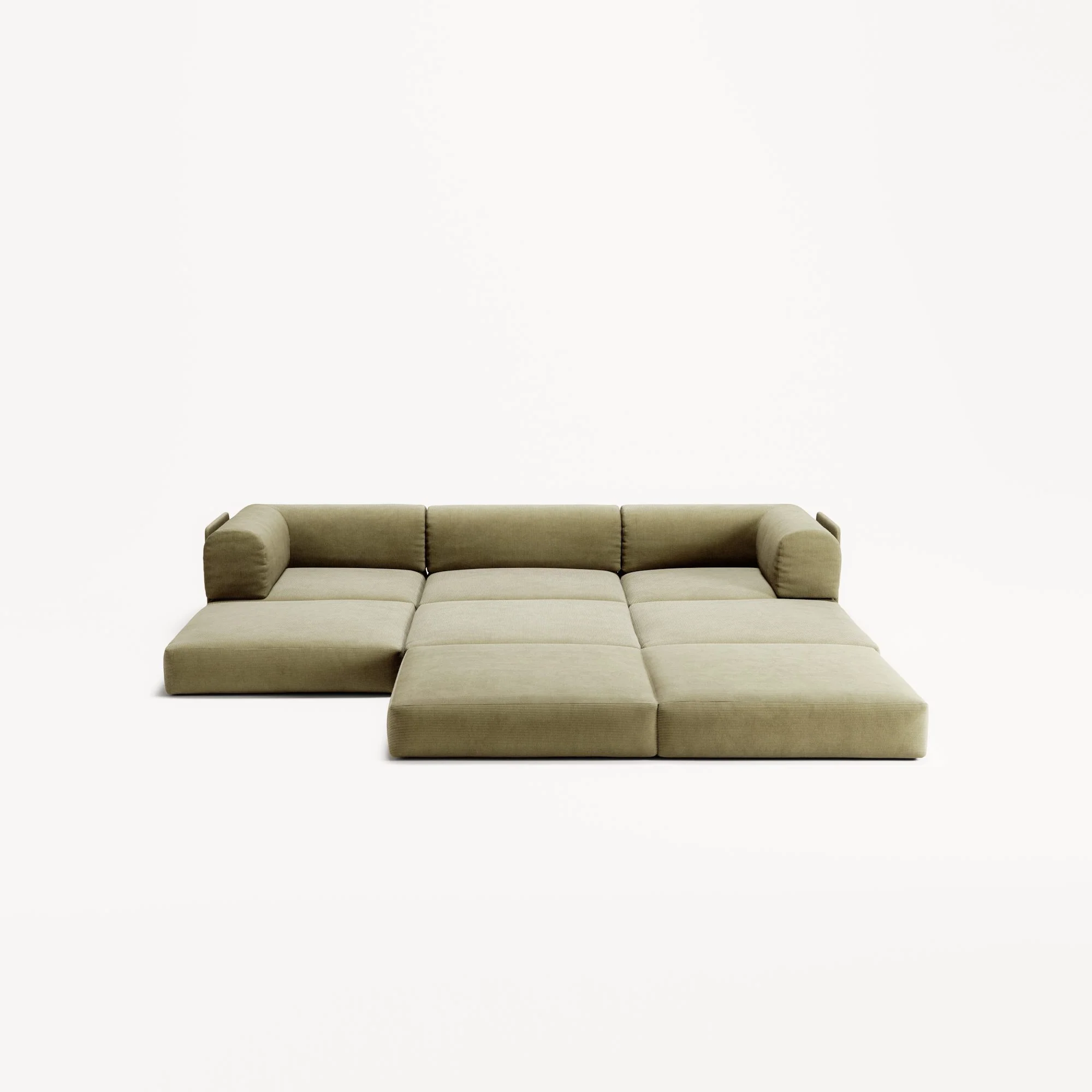 LUNA - 3 Seater with chaise lounge - Right - Corduroy Lime - Image 4
