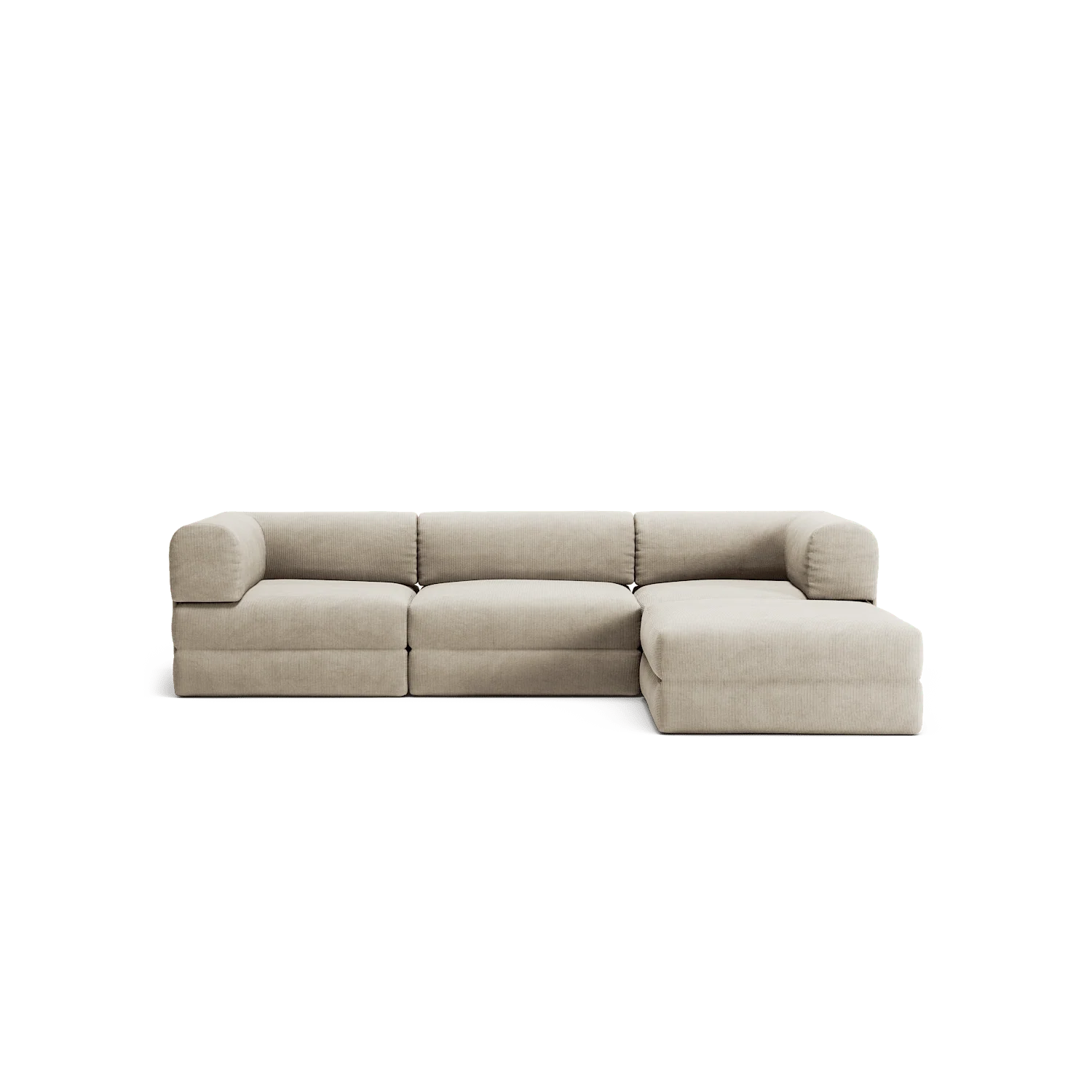 LUNA - 3 Seater with chaise lounge - Right - Corduroy Off-White
