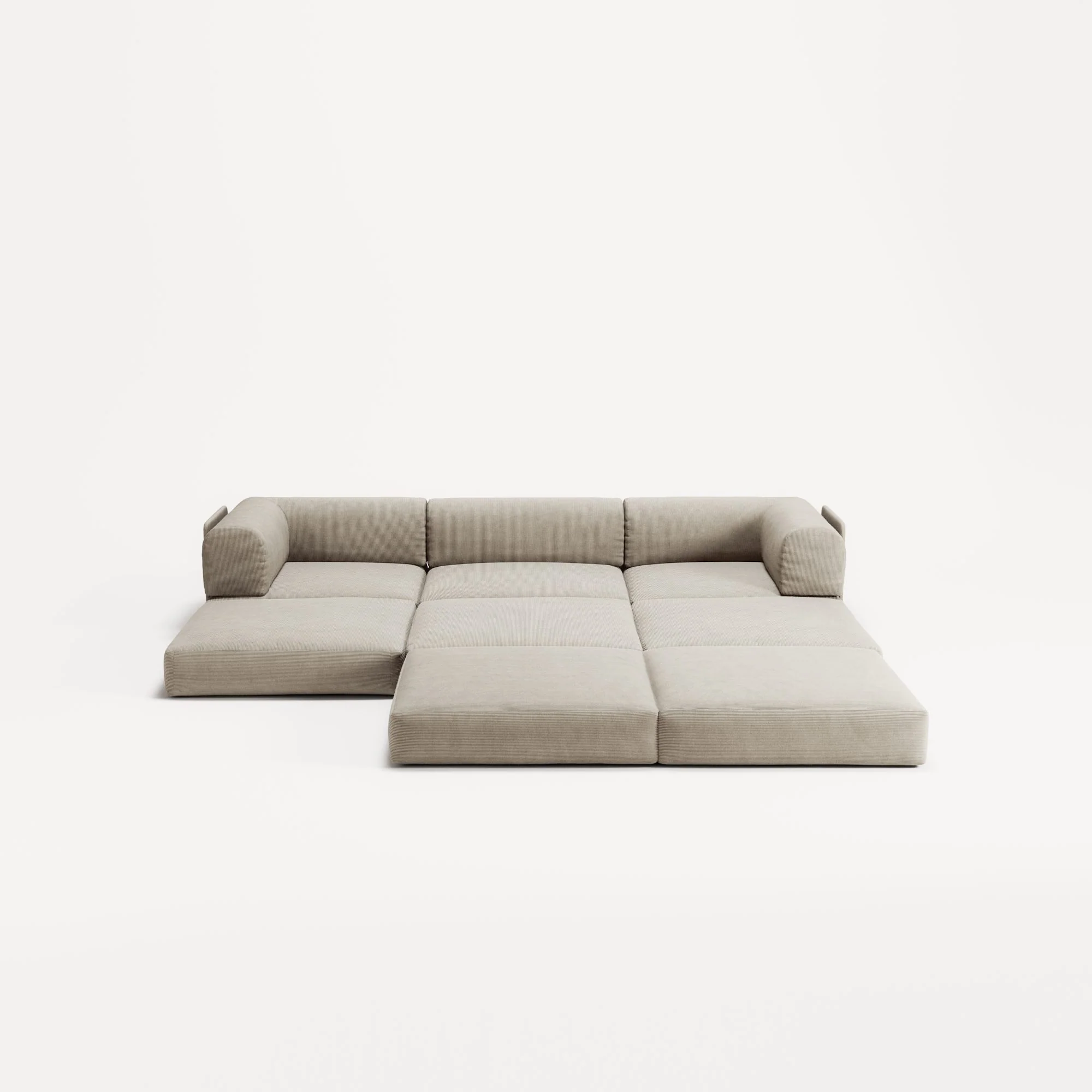 LUNA - 3 Seater with chaise lounge - Right - Corduroy Off-White - Image 4