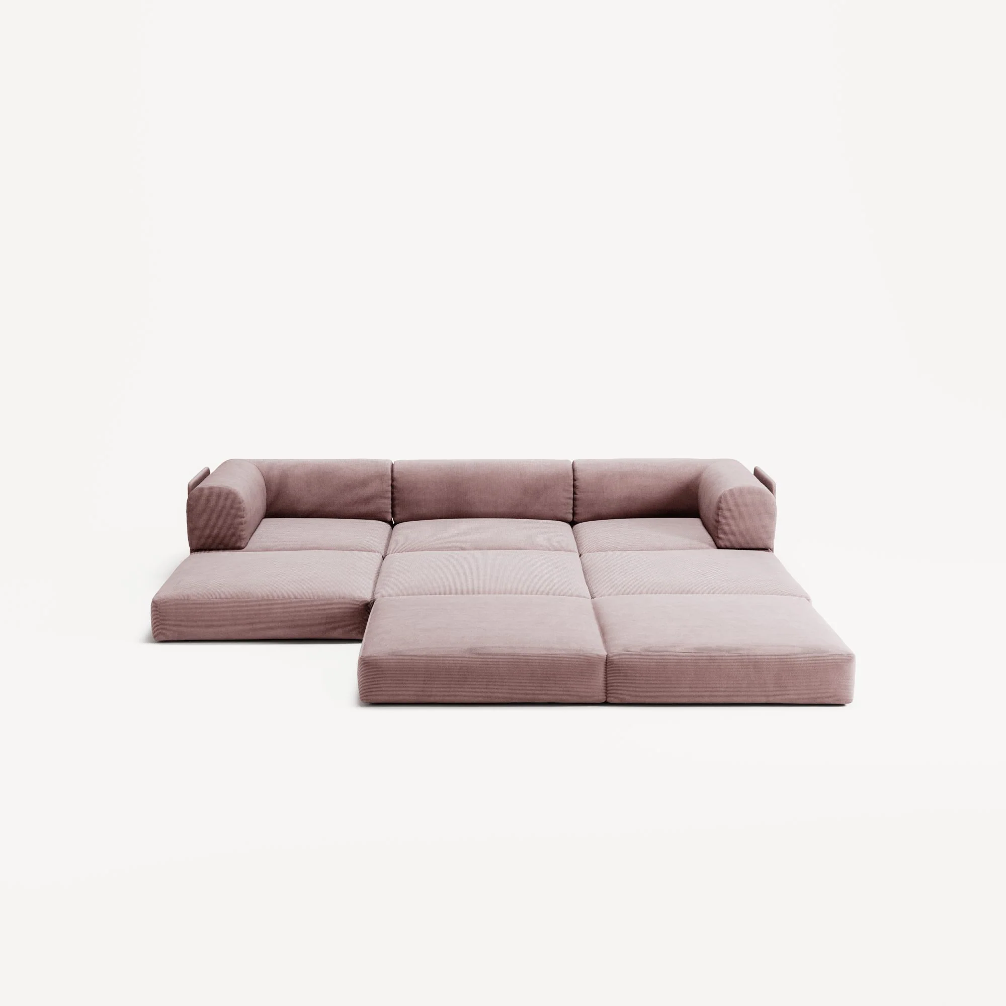 LUNA - 3 Seater with chaise lounge - Right - Corduroy Soft Pink - Image 4