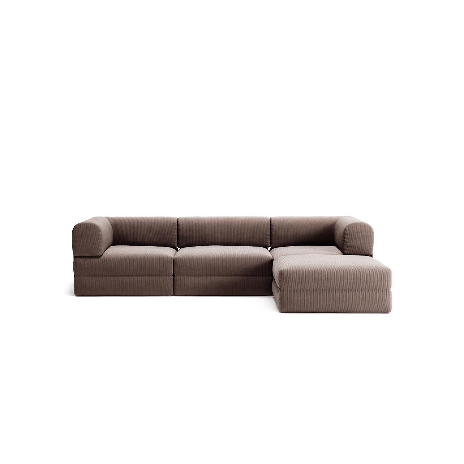 LUNA - 3 Seater with chaise lounge - Right - Corduroy Warm Brown