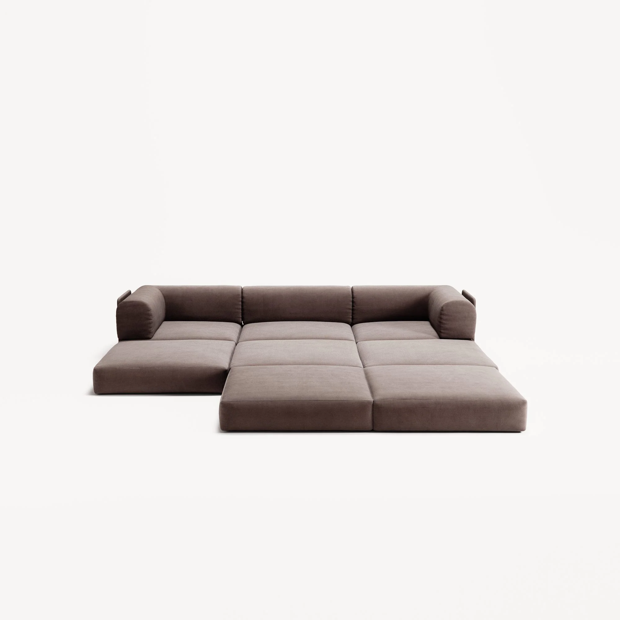 LUNA - 3 Seater with chaise lounge - Right - Corduroy Warm Brown - Image 4