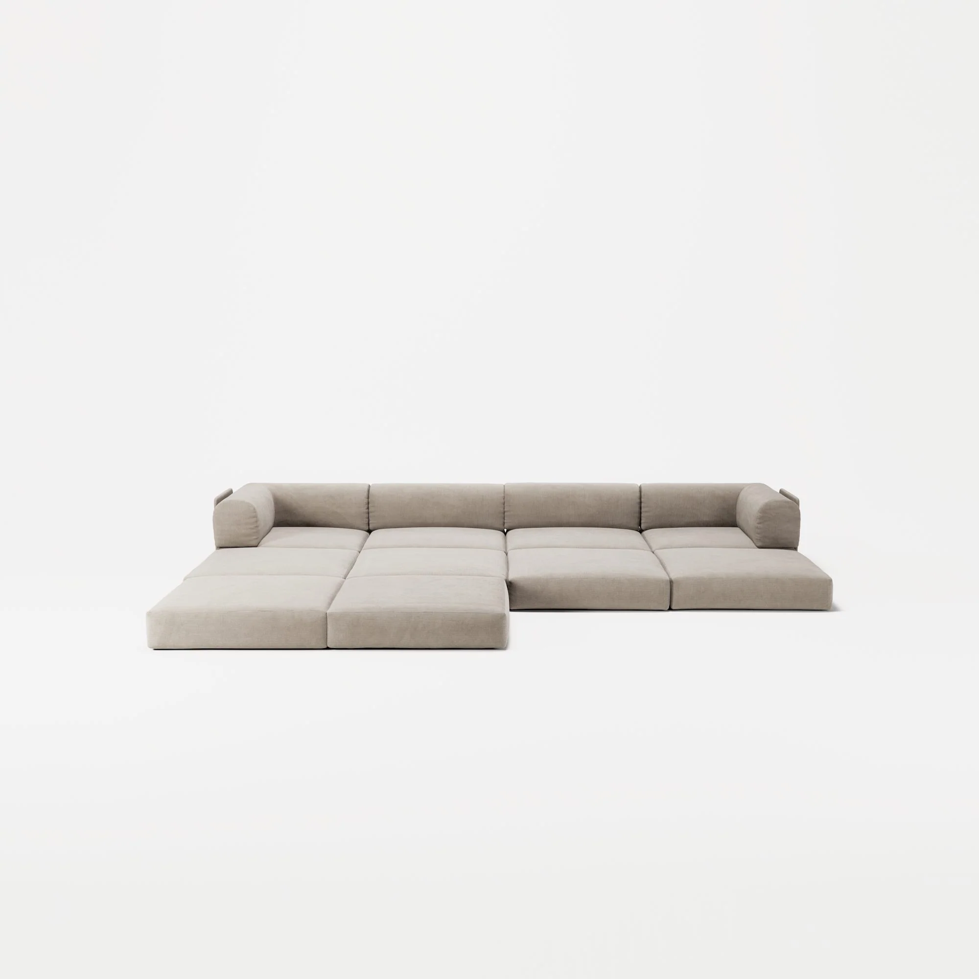 LUNA - 4 Seat corner sofa with open end - Left - Corduroy Pale Beige - Image 4
