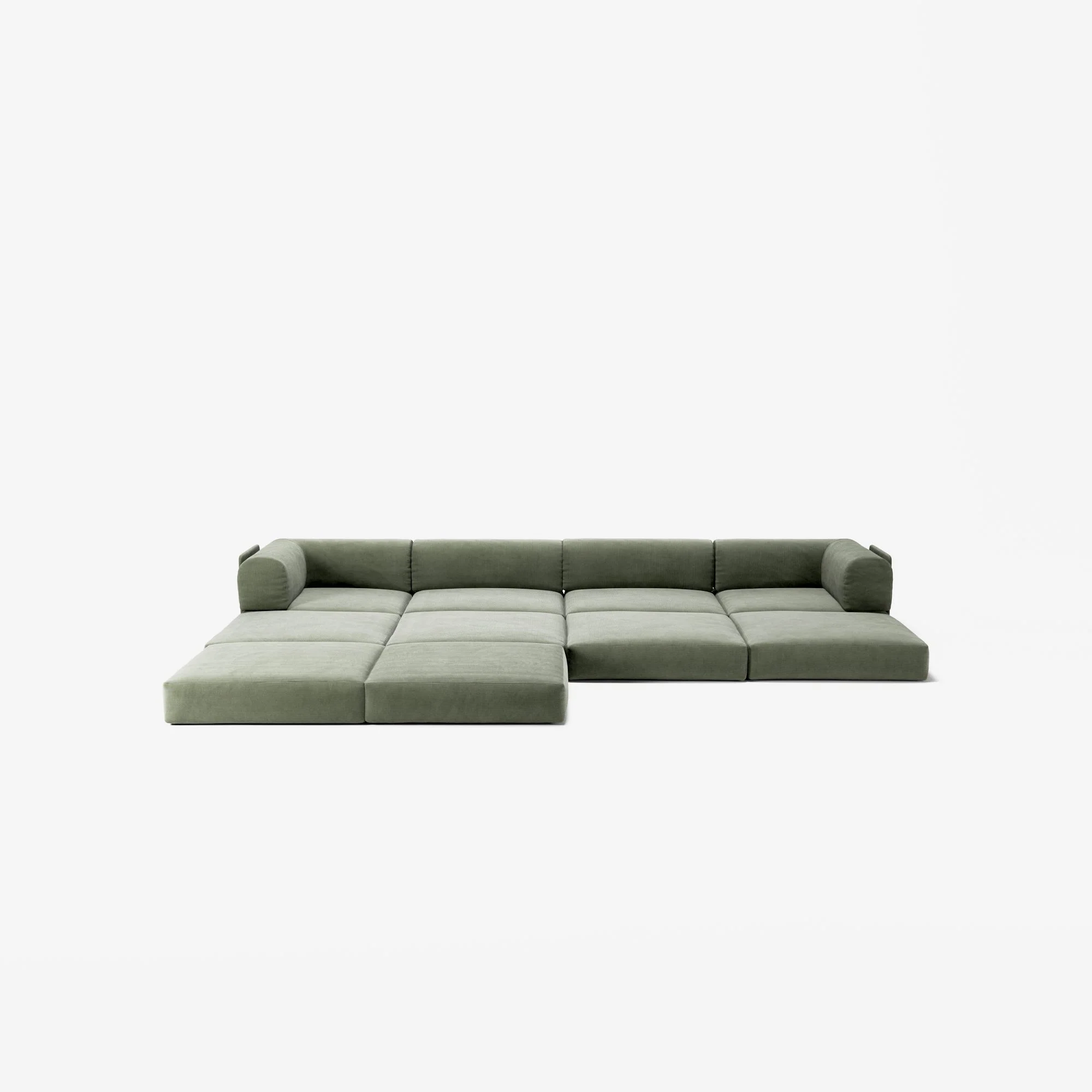 LUNA - 4 Seat corner sofa with open end - Left - Corduroy Moss Green - Image 4