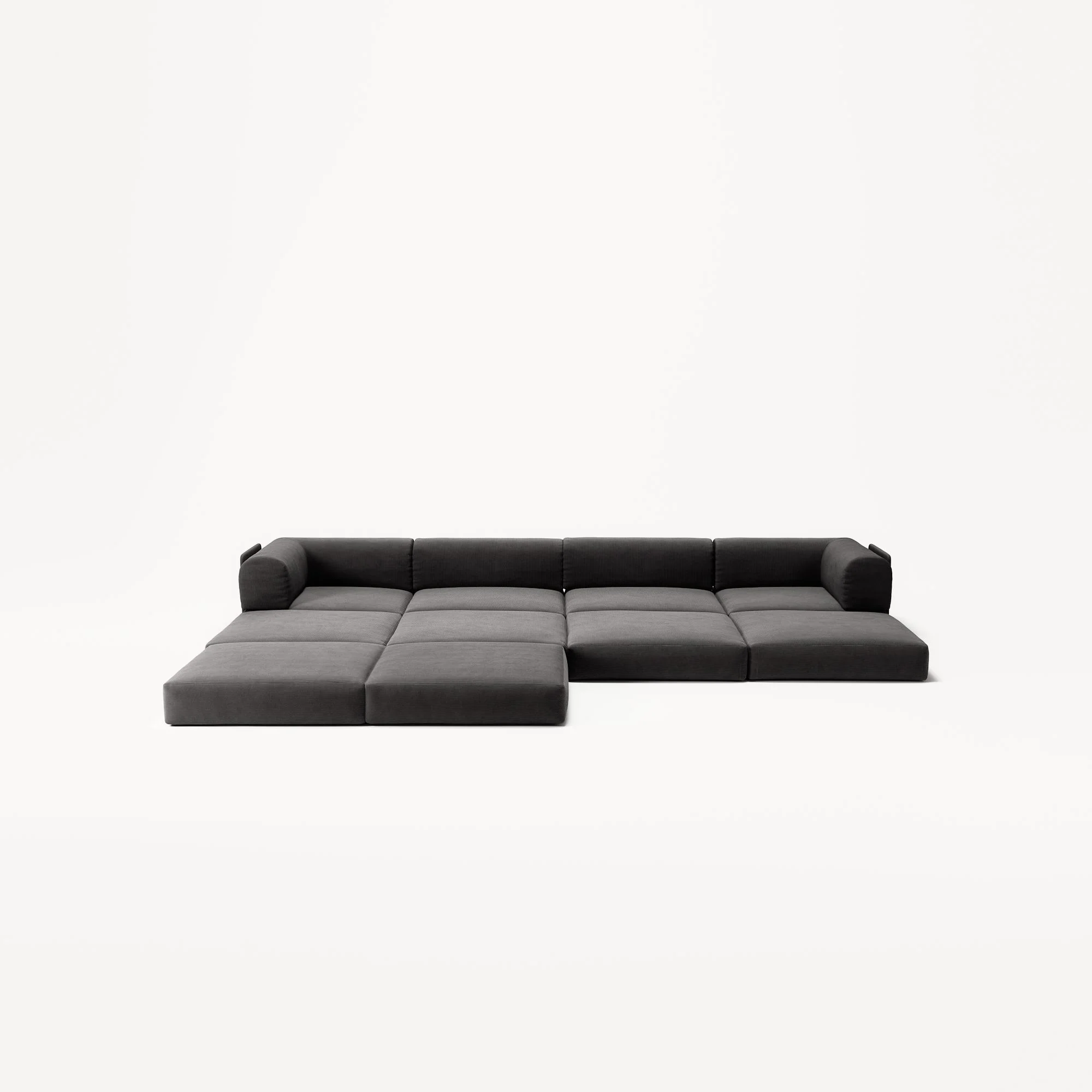 LUNA - 4 Seat corner sofa with open end - Left - Corduroy Charcoal - Image 4