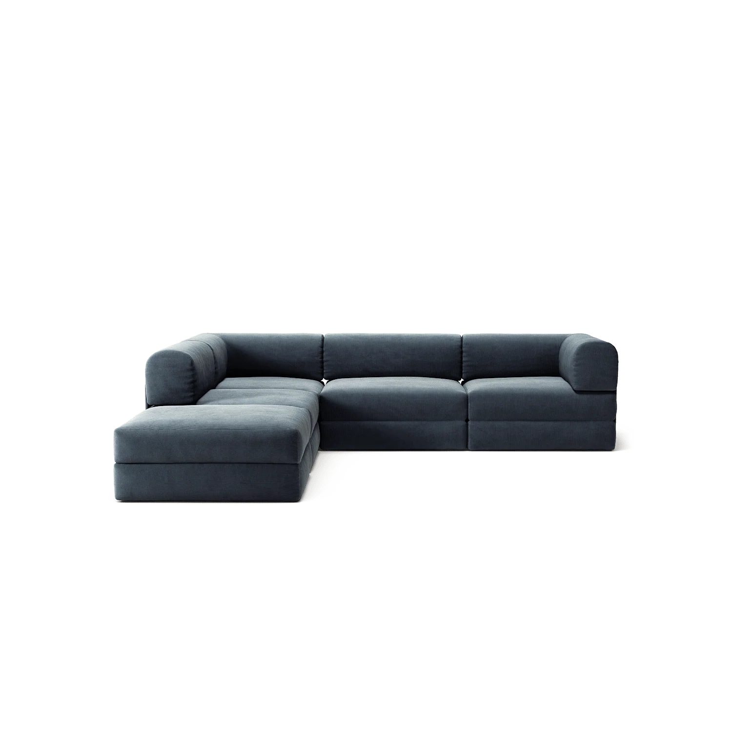 LUNA - 4 Seat corner sofa with open end - Left - Corduroy Dark Blue