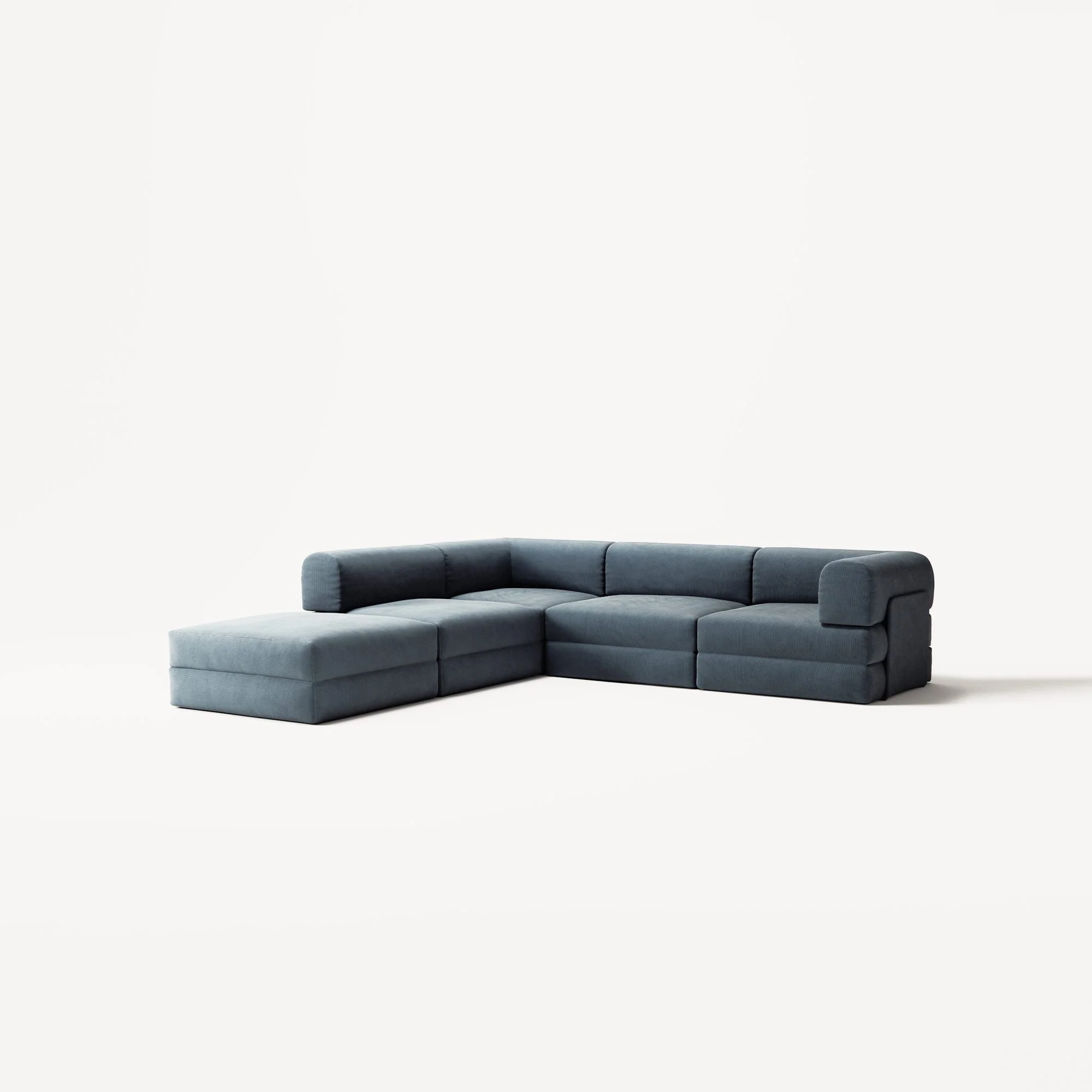 LUNA - 4 Seat corner sofa with open end - Left - Corduroy Dark Blue - Image 2