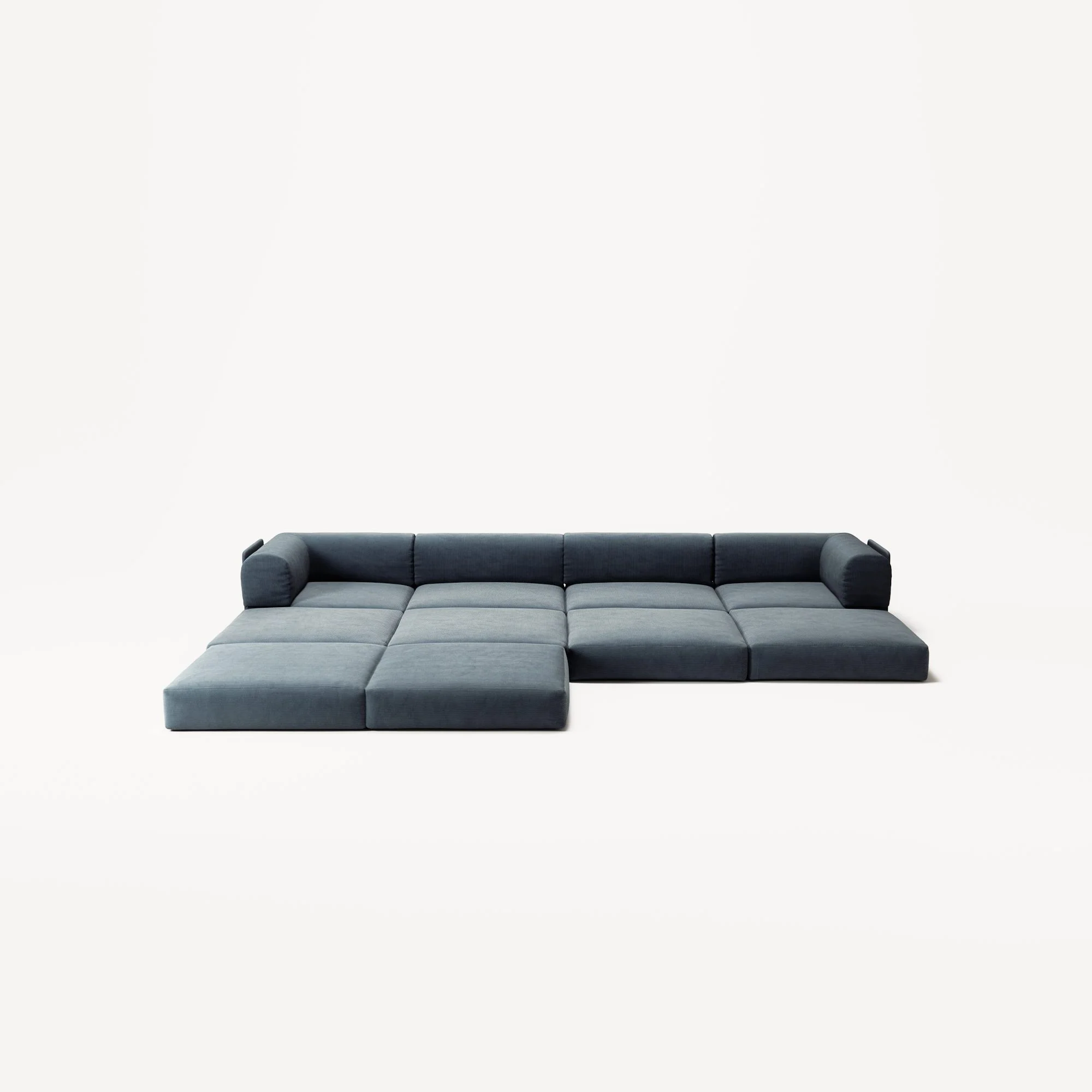 LUNA - 4 Seat corner sofa with open end - Left - Corduroy Dark Blue - Image 4