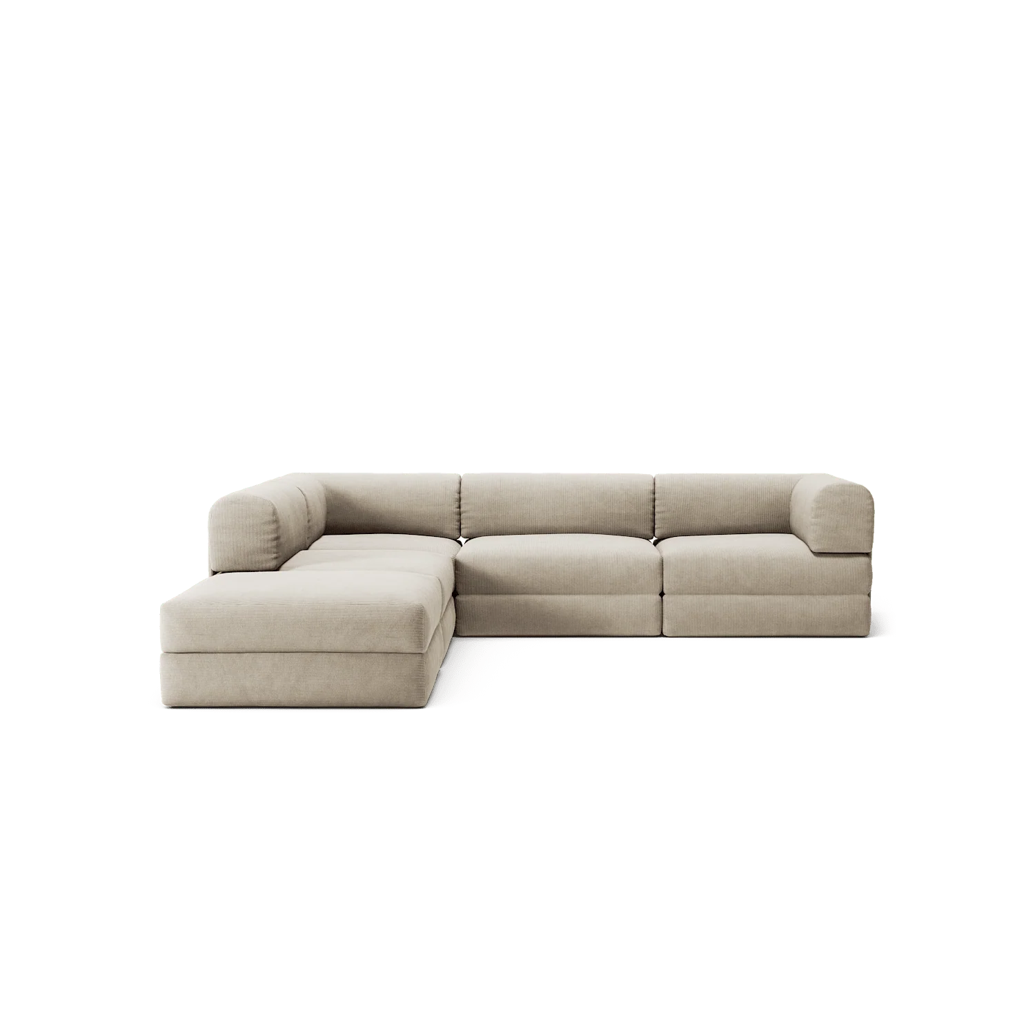 LUNA - 4 Seat corner sofa with open end - Left - Corduroy Off-White