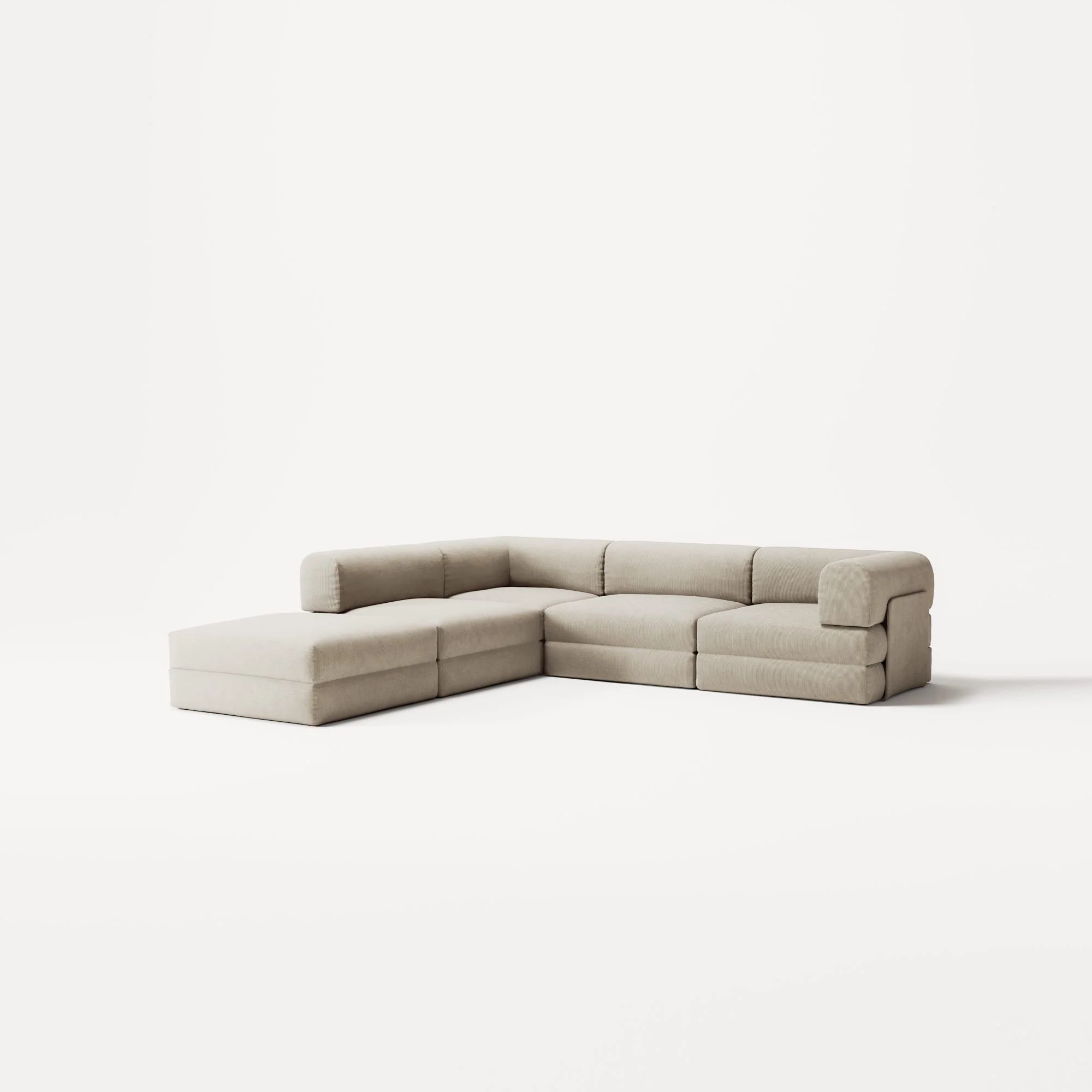 LUNA - 4 Seat corner sofa with open end - Left - Corduroy Off-White - Image 2